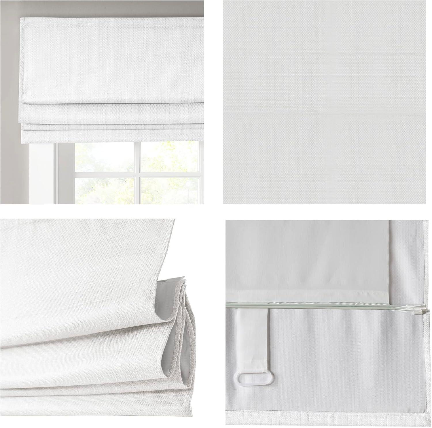 imageMadison Park Galen Matte White Cordless Roman Shades Fabric Privacy Single Panel Darkening Energy Efficient Thermal Insulated Window Blind Treatment for Home Living Room Decor 23quot W x 64quot HBasketweave Sheen White