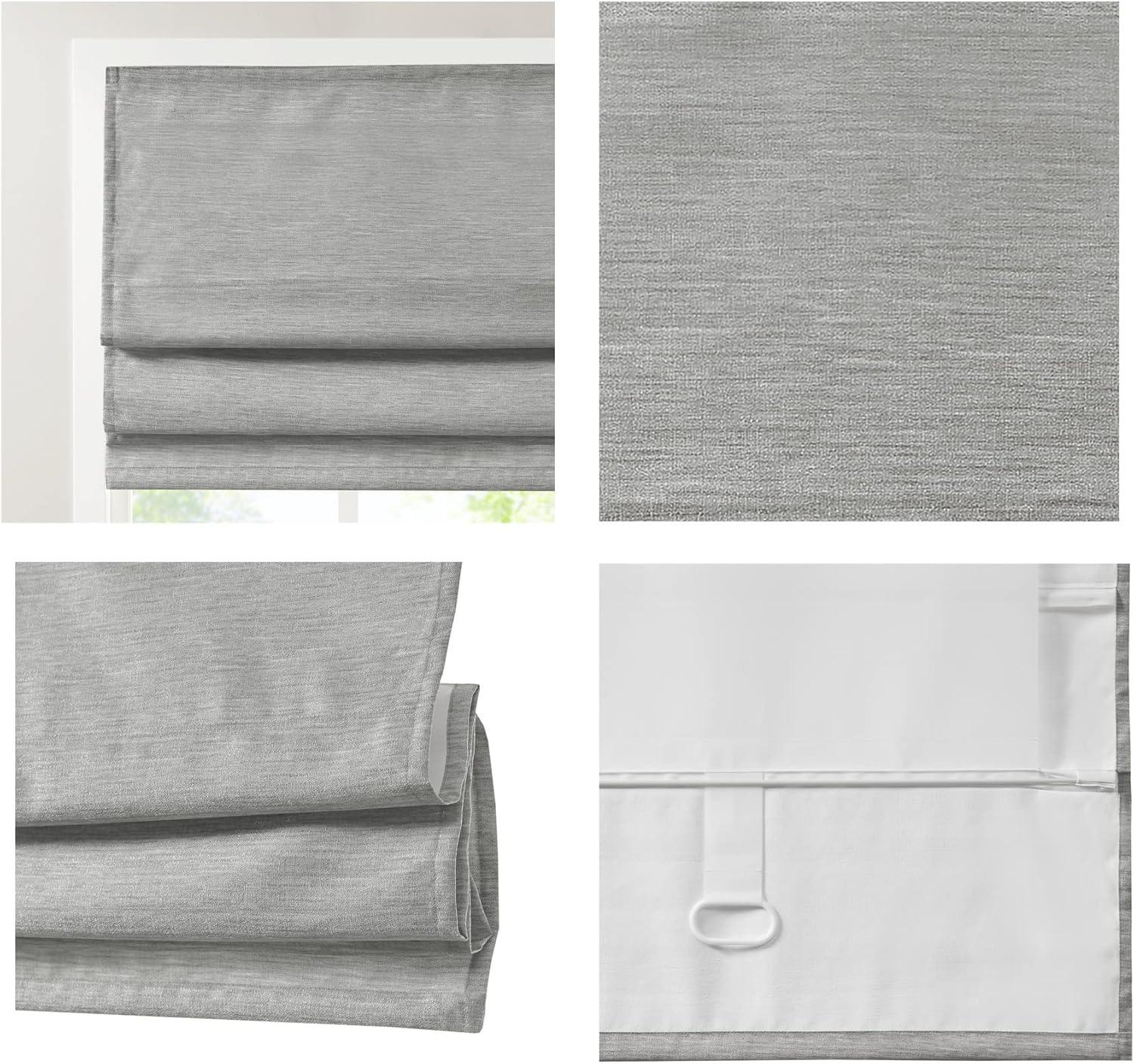 imageMadison Park Galen Matte White Cordless Roman Shades Fabric Privacy Single Panel Darkening Energy Efficient Thermal Insulated Window Blind Treatment for Home Living Room Decor 23quot W x 64quot HPrinted Faux Silk Grey