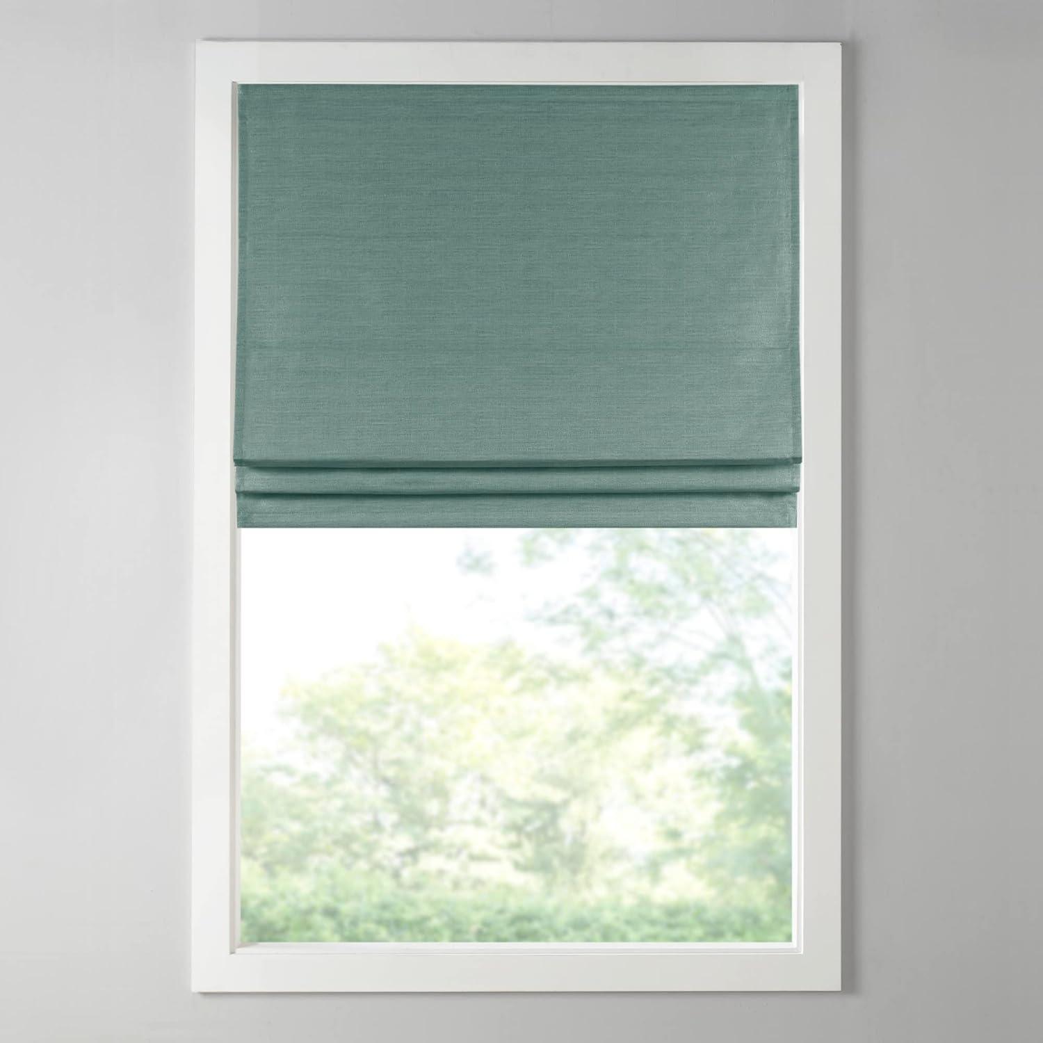 imageMadison Park Galen Matte White Cordless Roman Shades Fabric Privacy Single Panel Darkening Energy Efficient Thermal Insulated Window Blind Treatment for Home Living Room Decor 23quot W x 64quot HPrinted Faux Silk Green