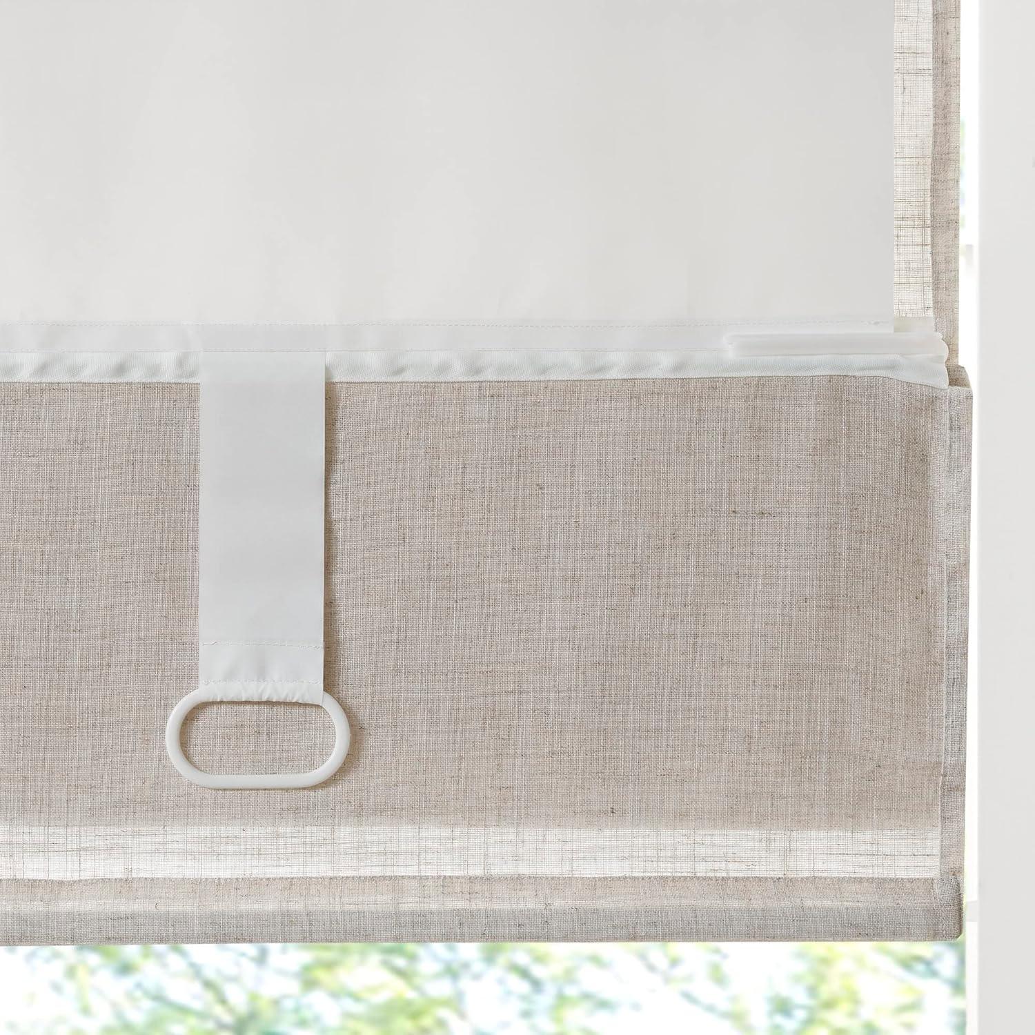 imageMadison Park Galen Matte White Cordless Roman Shades Fabric Privacy Single Panel Darkening Energy Efficient Thermal Insulated Window Blind Treatment for Home Living Room Decor 23quot W x 64quot HLinen Blend Natural