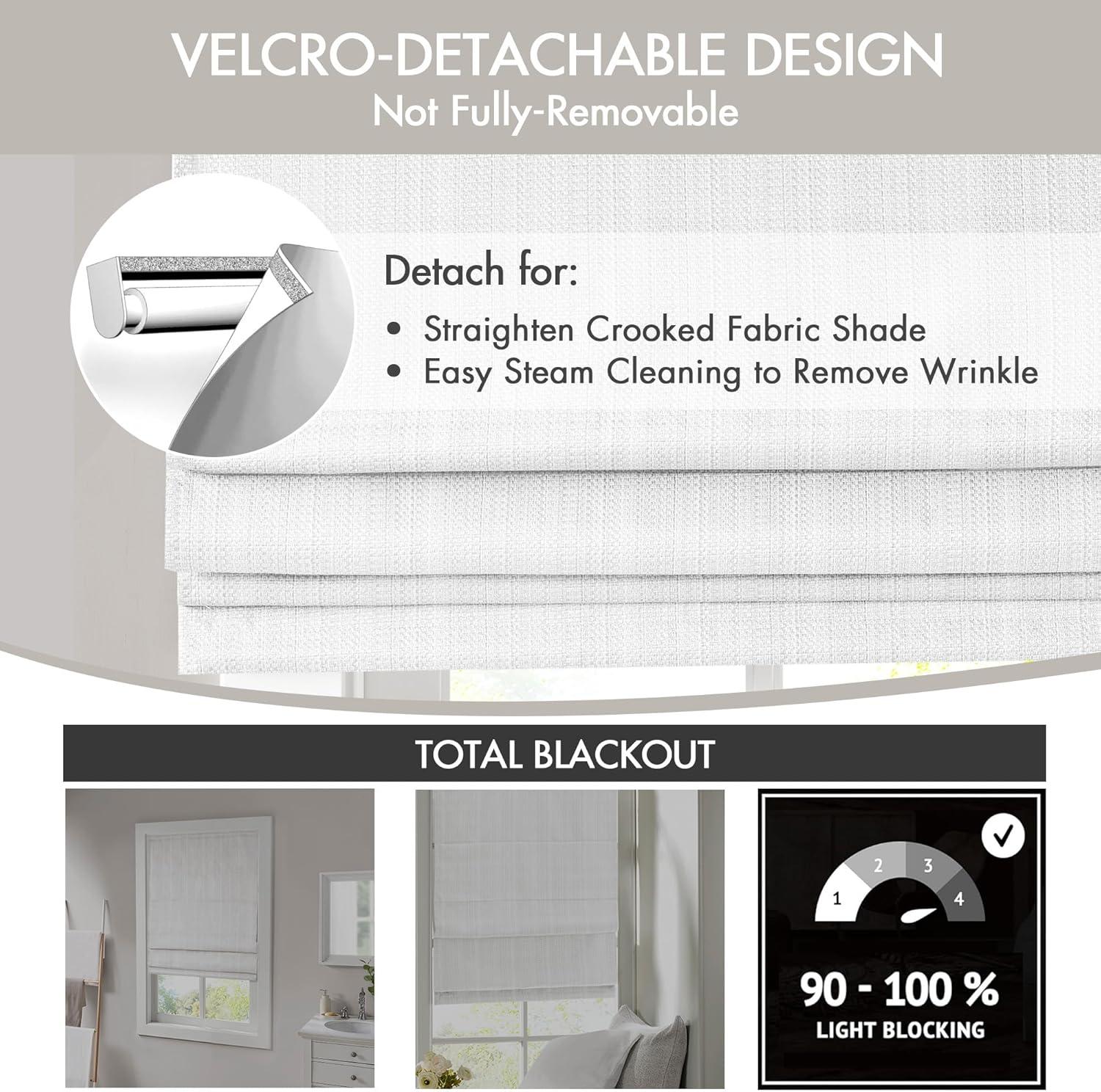 imageMadison Park Galen Matte White Cordless Roman Shades Fabric Privacy Single Panel Darkening Energy Efficient Thermal Insulated Window Blind Treatment for Home Living Room Decor 23quot W x 64quot HBasketweave Sheen White
