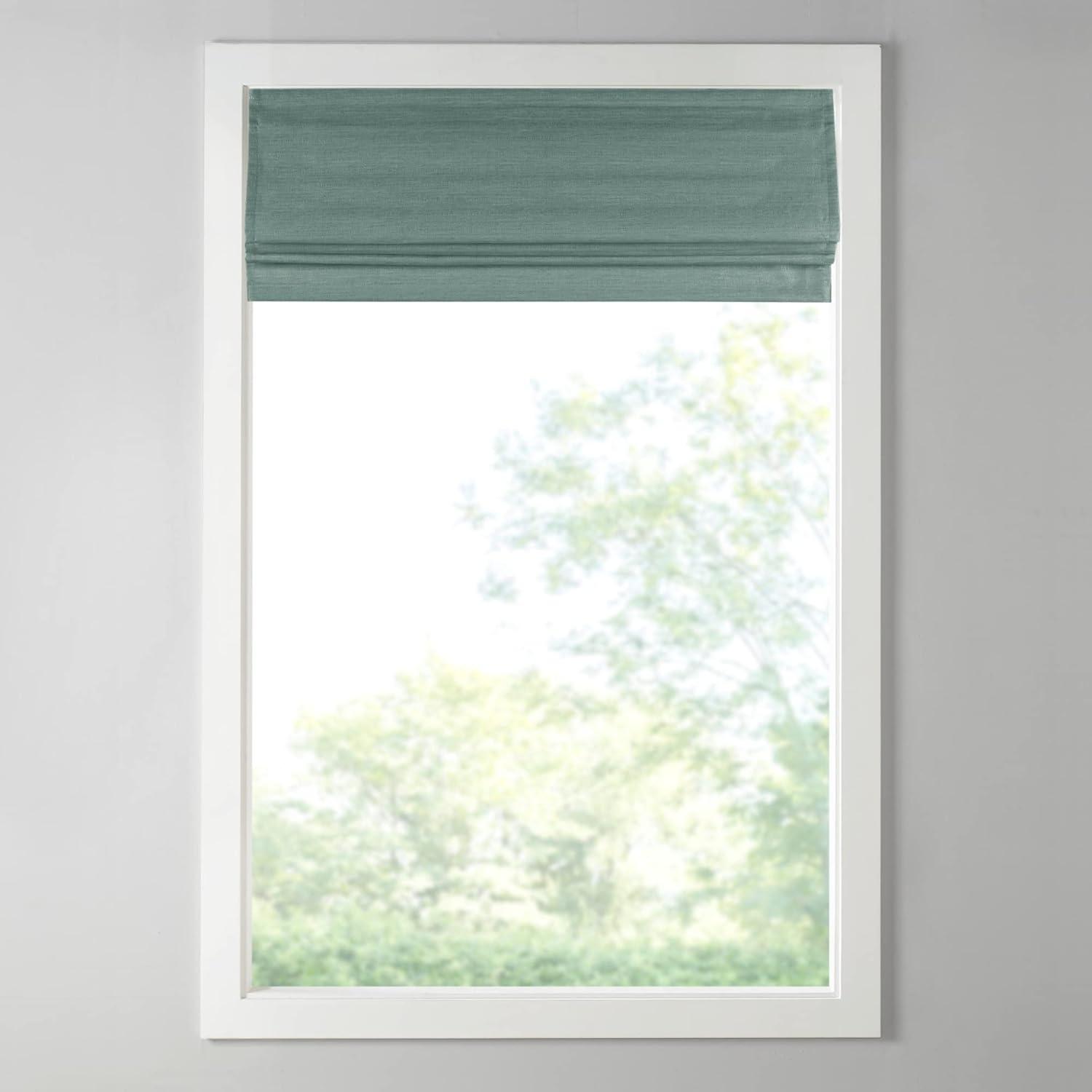 imageMadison Park Galen Matte White Cordless Roman Shades Fabric Privacy Single Panel Darkening Energy Efficient Thermal Insulated Window Blind Treatment for Home Living Room Decor 23quot W x 64quot HPrinted Faux Silk Green