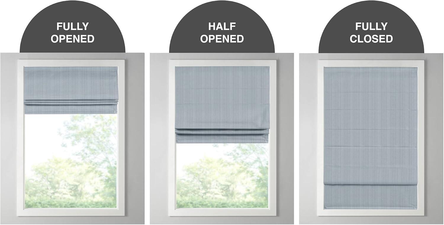 imageMadison Park Galen Matte White Cordless Roman Shades Fabric Privacy Single Panel Darkening Energy Efficient Thermal Insulated Window Blind Treatment for Home Living Room Decor 23quot W x 64quot HBasketweave Sheen Blue