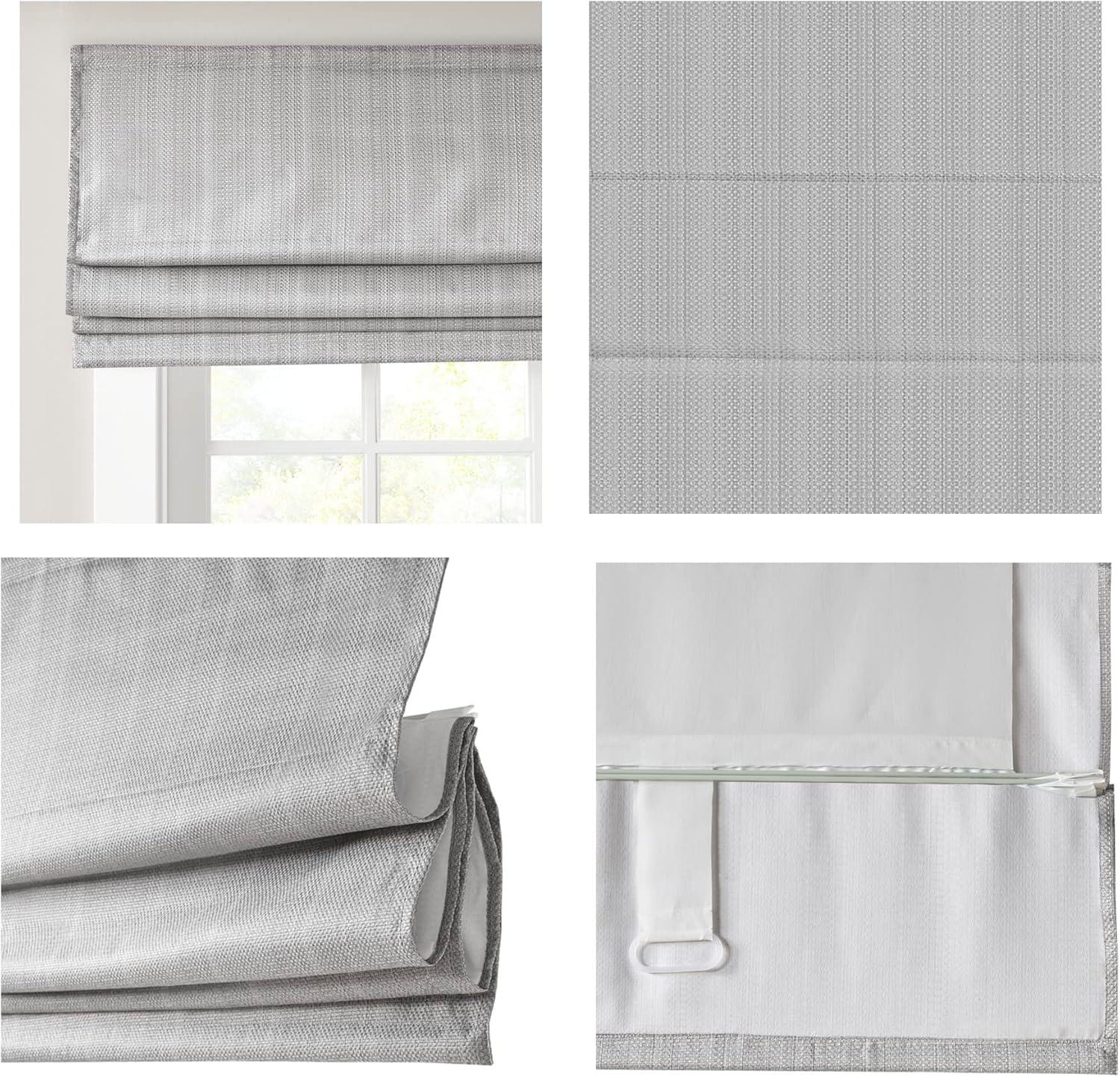 imageMadison Park Galen Matte White Cordless Roman Shades Fabric Privacy Single Panel Darkening Energy Efficient Thermal Insulated Window Blind Treatment for Home Living Room Decor 23quot W x 64quot HBasketweave Sheen Grey