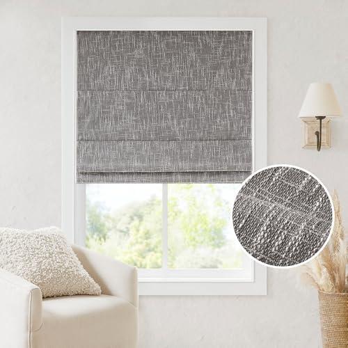 imageMadison Park Galen Matte White Cordless Roman Shades Fabric Privacy Single Panel Darkening Energy Efficient Thermal Insulated Window Blind Treatment for Home Living Room Decor 23quot W x 64quot HSlubtextured Grey
