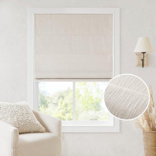 imageMadison Park Galen Matte White Cordless Roman Shades Fabric Privacy Single Panel Darkening Energy Efficient Thermal Insulated Window Blind Treatment for Home Living Room Decor 23quot W x 64quot HSlubtextured Linen