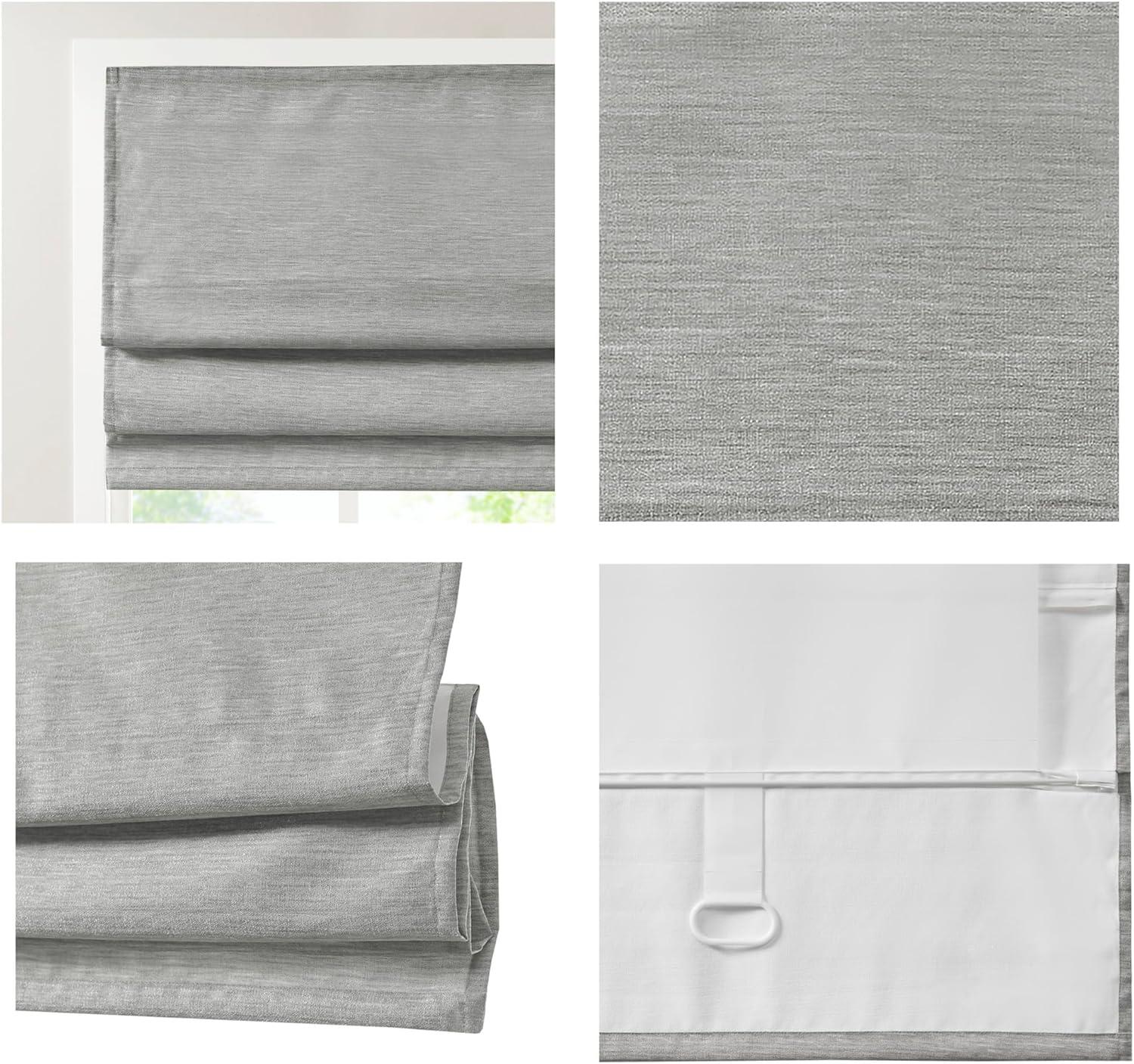 imageMadison Park Galen Matte White Cordless Roman Shades Fabric Privacy Single Panel Darkening Energy Efficient Thermal Insulated Window Blind Treatment for Home Living Room Decor 23quot W x 64quot HPrinted Faux Silk Grey