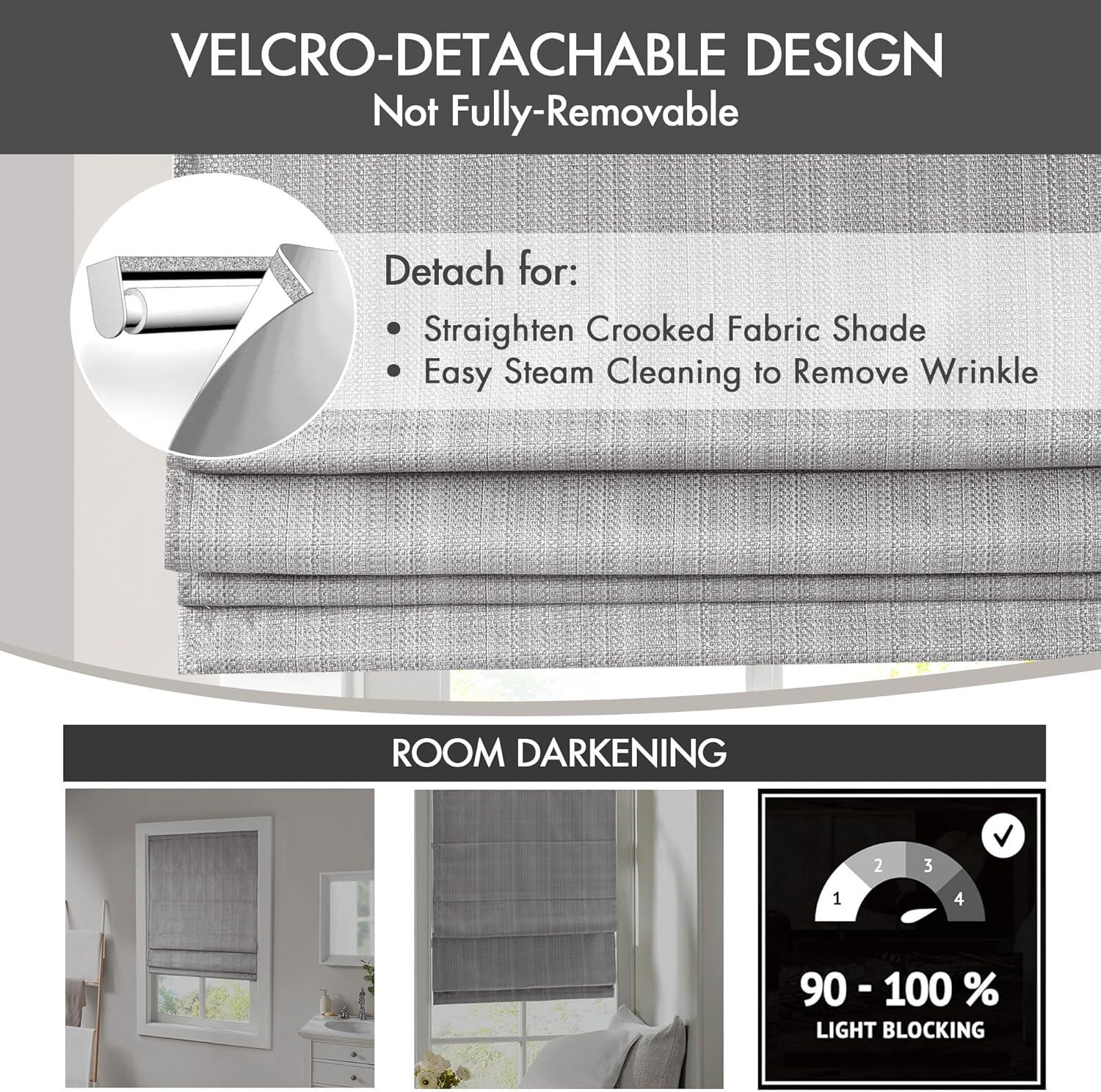 imageMadison Park Galen Matte White Cordless Roman Shades Fabric Privacy Single Panel Darkening Energy Efficient Thermal Insulated Window Blind Treatment for Home Living Room Decor 23quot W x 64quot HBasketweave Sheen Grey