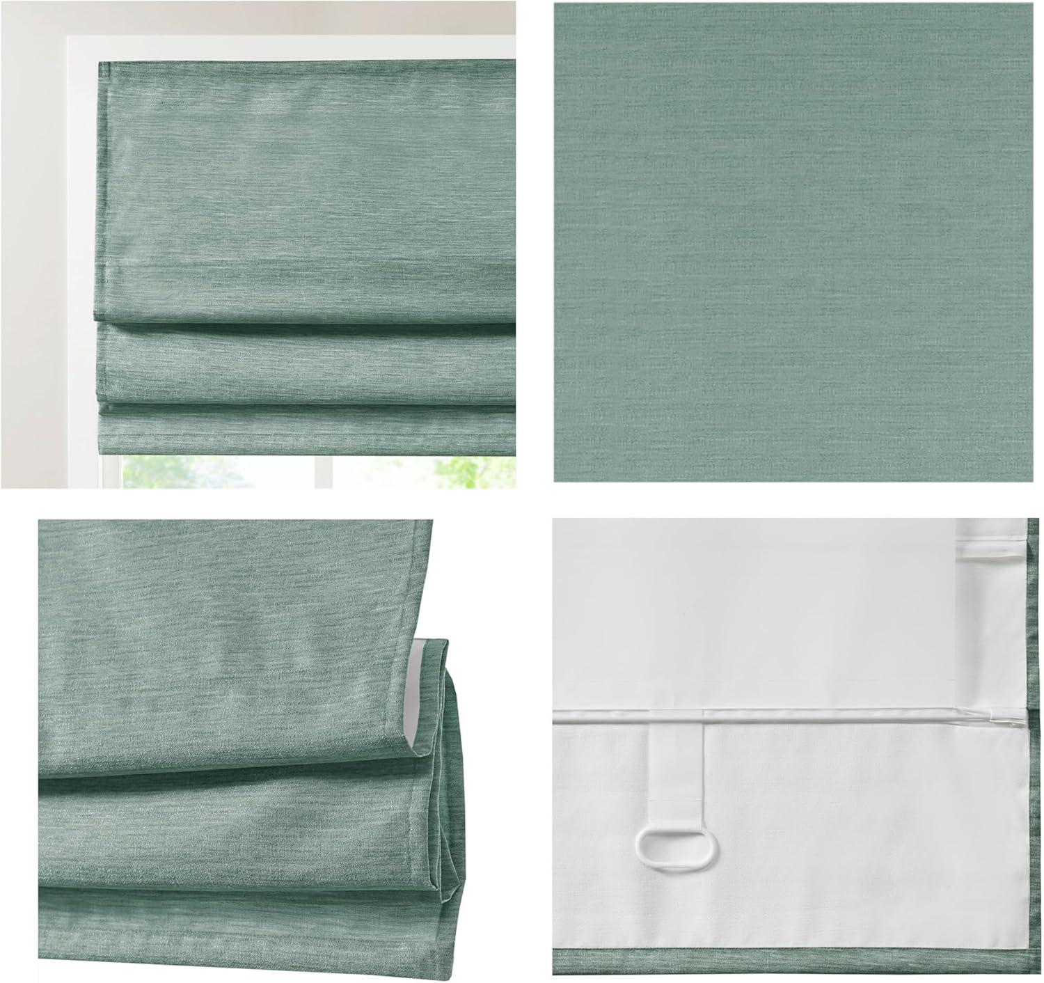 imageMadison Park Galen Matte White Cordless Roman Shades Fabric Privacy Single Panel Darkening Energy Efficient Thermal Insulated Window Blind Treatment for Home Living Room Decor 23quot W x 64quot HPrinted Faux Silk Green