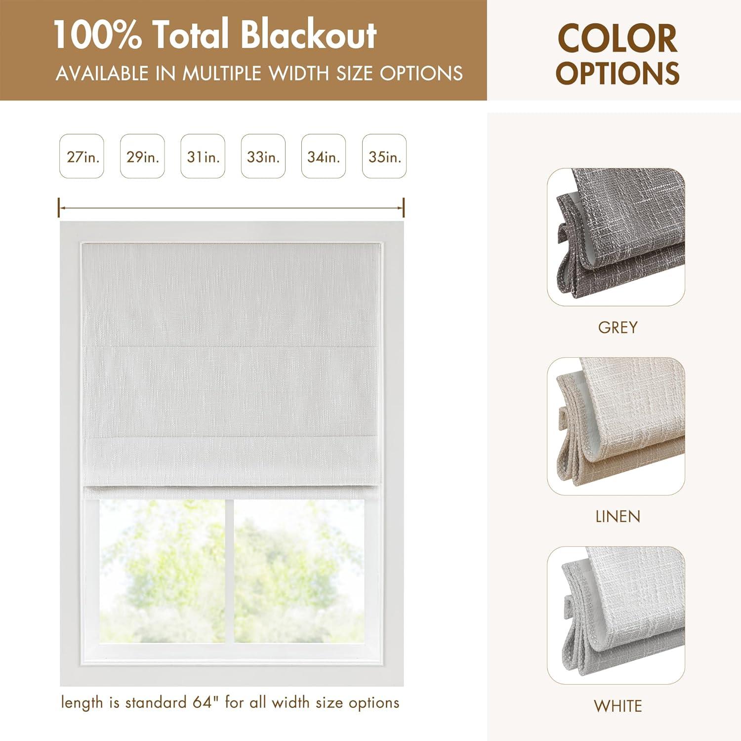 imageMadison Park Galen Matte White Cordless Roman Shades Fabric Privacy Single Panel Darkening Energy Efficient Thermal Insulated Window Blind Treatment for Home Living Room Decor 23quot W x 64quot HSlubtextured White