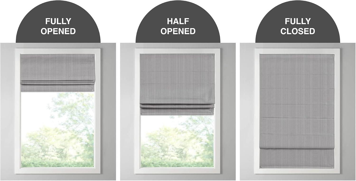 imageMadison Park Galen Matte White Cordless Roman Shades Fabric Privacy Single Panel Darkening Energy Efficient Thermal Insulated Window Blind Treatment for Home Living Room Decor 23quot W x 64quot HBasketweave Sheen Grey