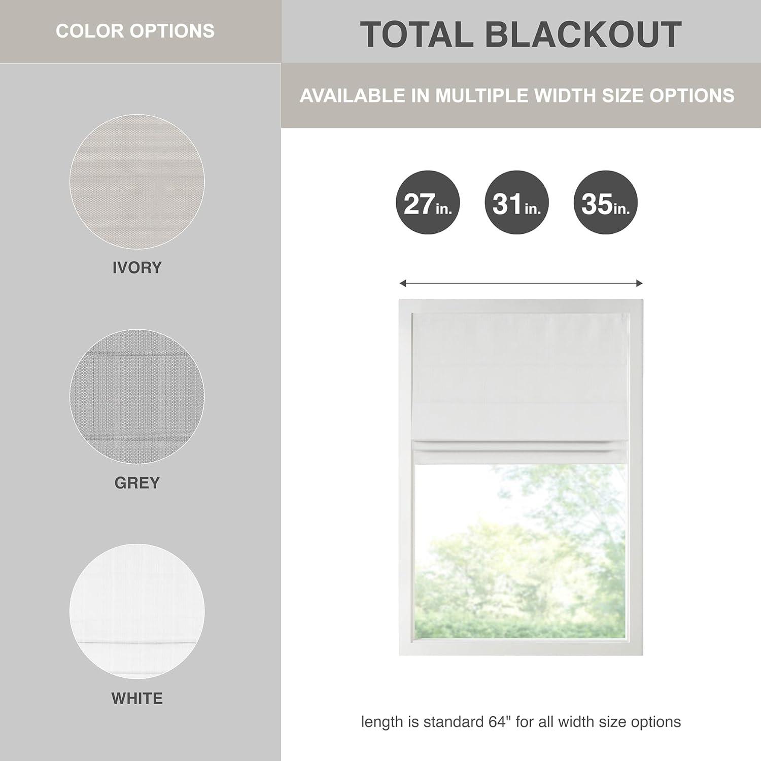 imageMadison Park Galen Matte White Cordless Roman Shades Fabric Privacy Single Panel Darkening Energy Efficient Thermal Insulated Window Blind Treatment for Home Living Room Decor 23quot W x 64quot HBasketweave Sheen White