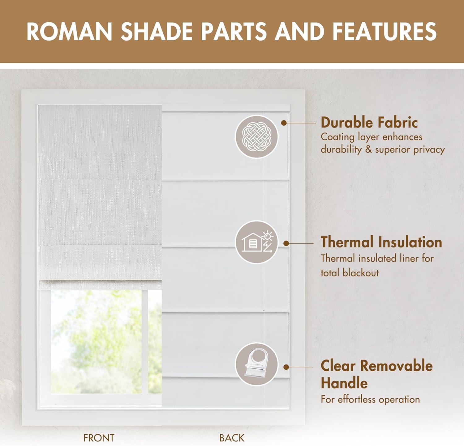 imageMadison Park Galen Matte White Cordless Roman Shades Fabric Privacy Single Panel Darkening Energy Efficient Thermal Insulated Window Blind Treatment for Home Living Room Decor 23quot W x 64quot HSlubtextured White