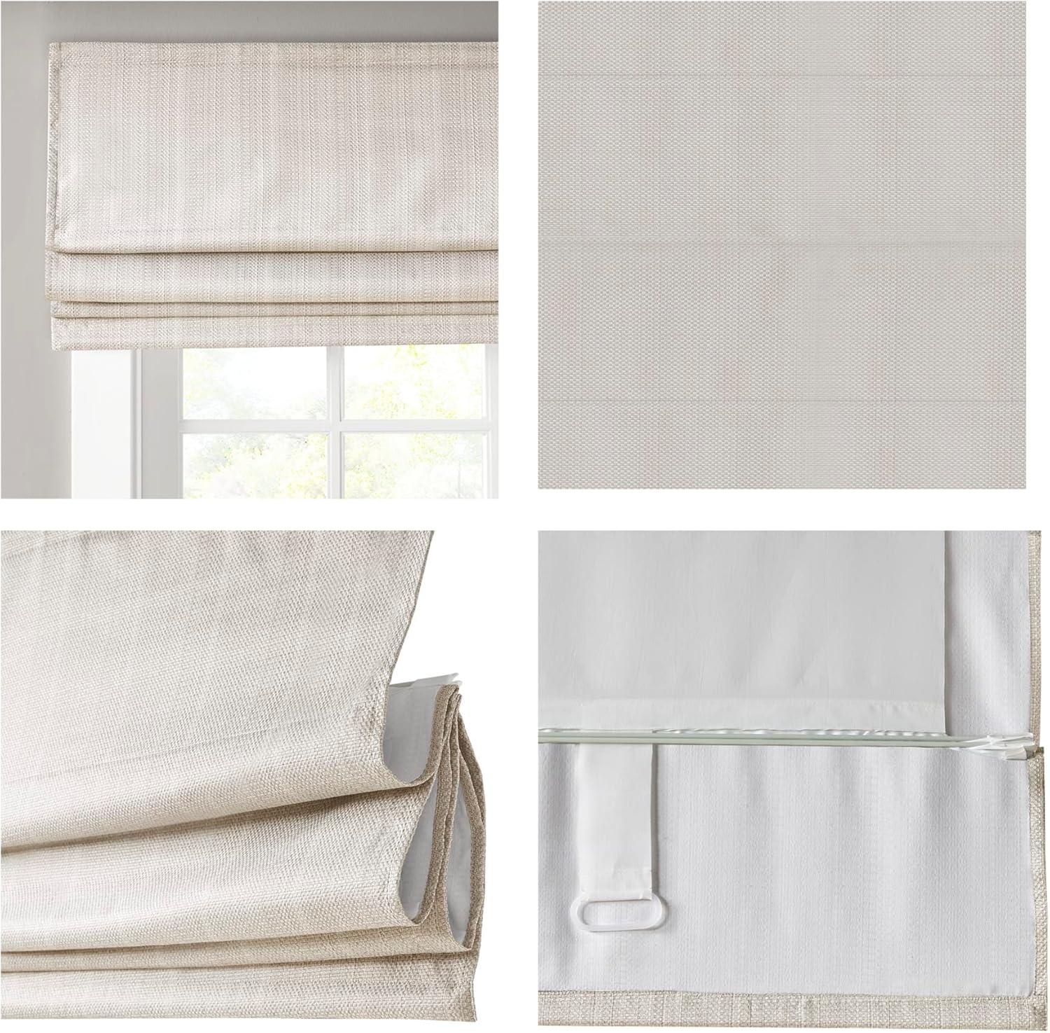 imageMadison Park Galen Matte White Cordless Roman Shades Fabric Privacy Single Panel Darkening Energy Efficient Thermal Insulated Window Blind Treatment for Home Living Room Decor 23quot W x 64quot HBasketweave Sheen Ivory