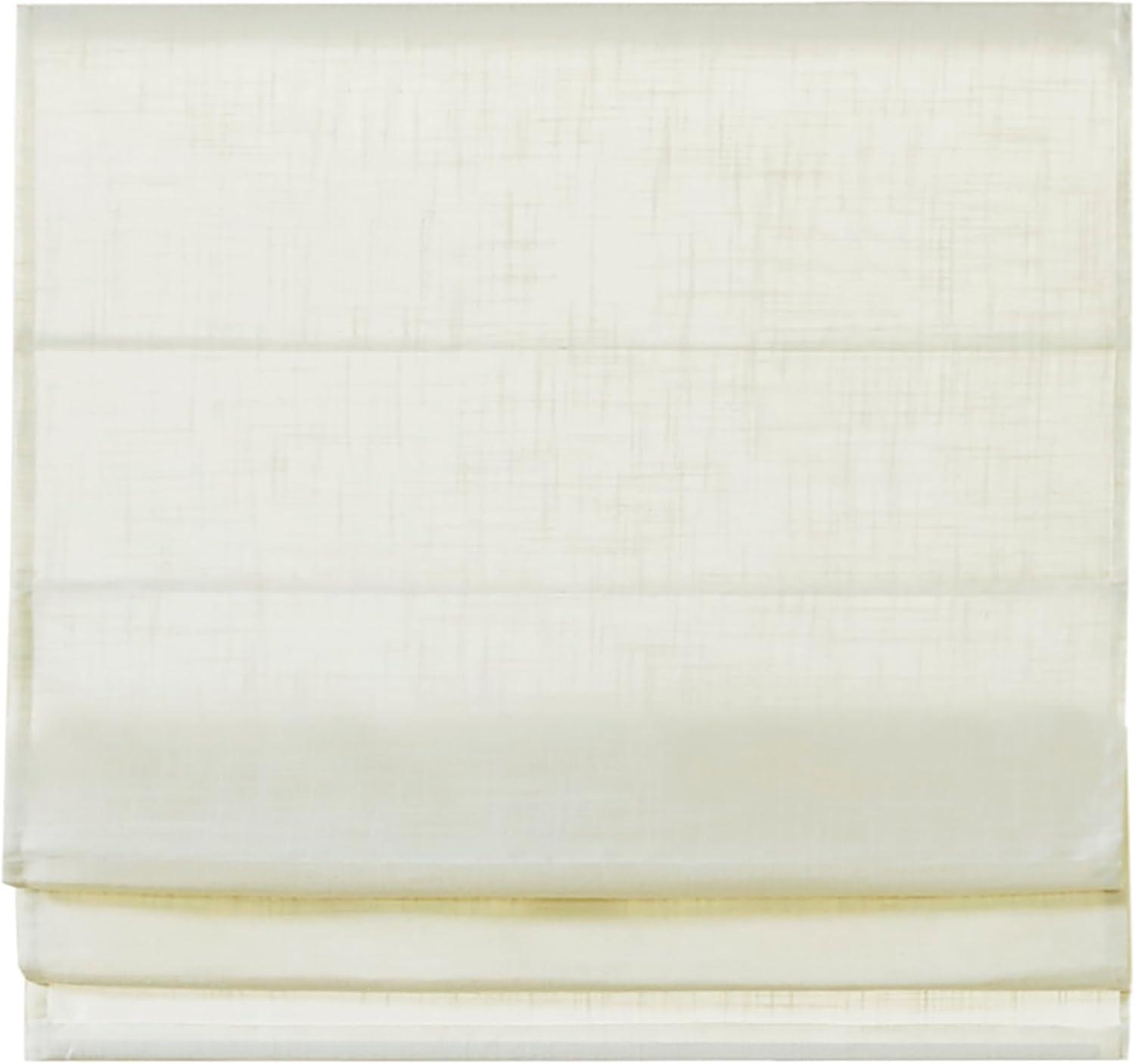 imageMadison Park Galen Matte White Cordless Roman Shades Fabric Privacy Single Panel Darkening Energy Efficient Thermal Insulated Window Blind Treatment for Home Living Room Decor 23quot W x 64quot HLinen Blend Ivory