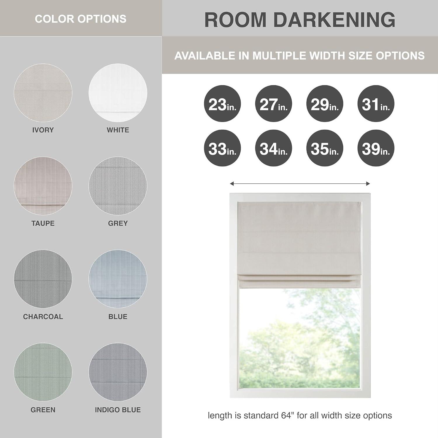 imageMadison Park Galen Matte White Cordless Roman Shades Fabric Privacy Single Panel Darkening Energy Efficient Thermal Insulated Window Blind Treatment for Home Living Room Decor 23quot W x 64quot HBasketweave Sheen Ivory