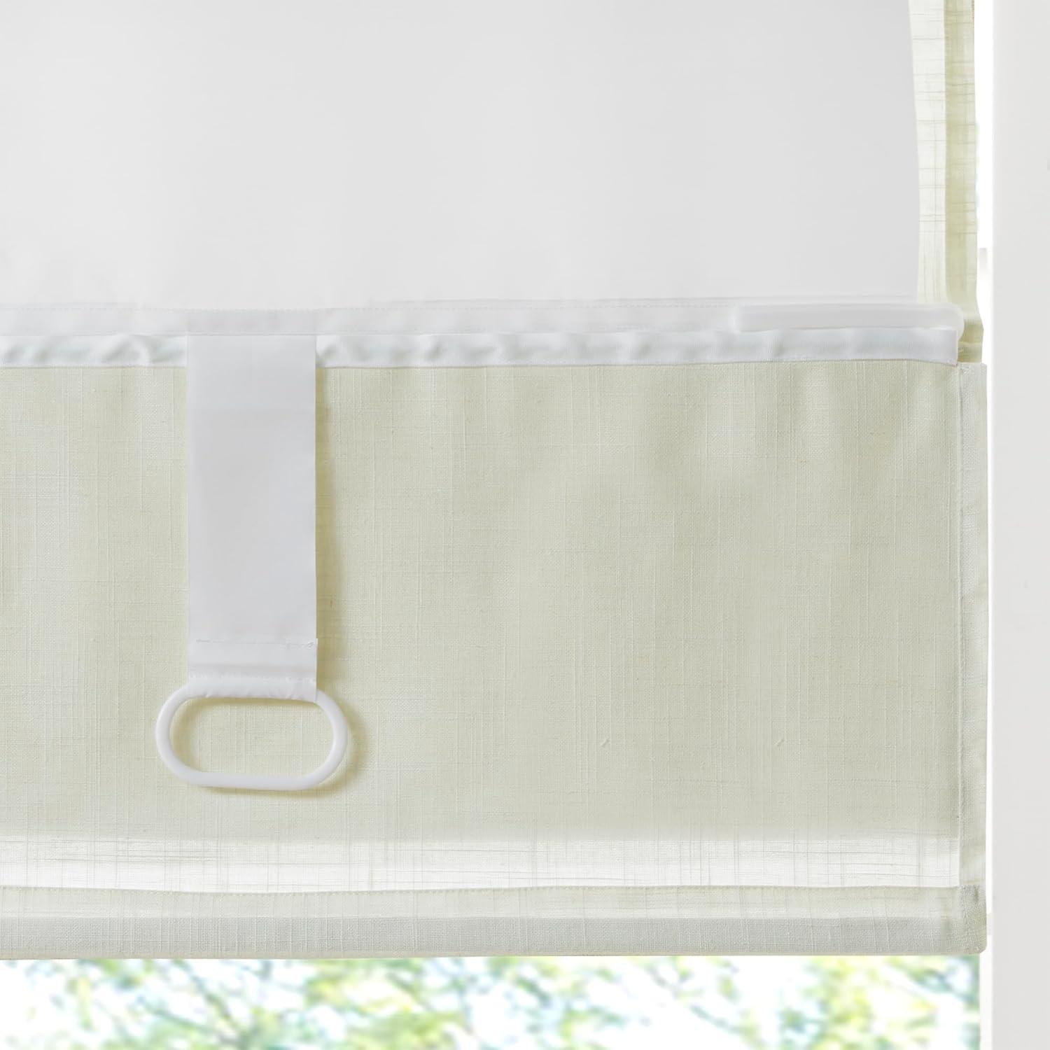 imageMadison Park Galen Matte White Cordless Roman Shades Fabric Privacy Single Panel Darkening Energy Efficient Thermal Insulated Window Blind Treatment for Home Living Room Decor 23quot W x 64quot HLinen Blend Ivory