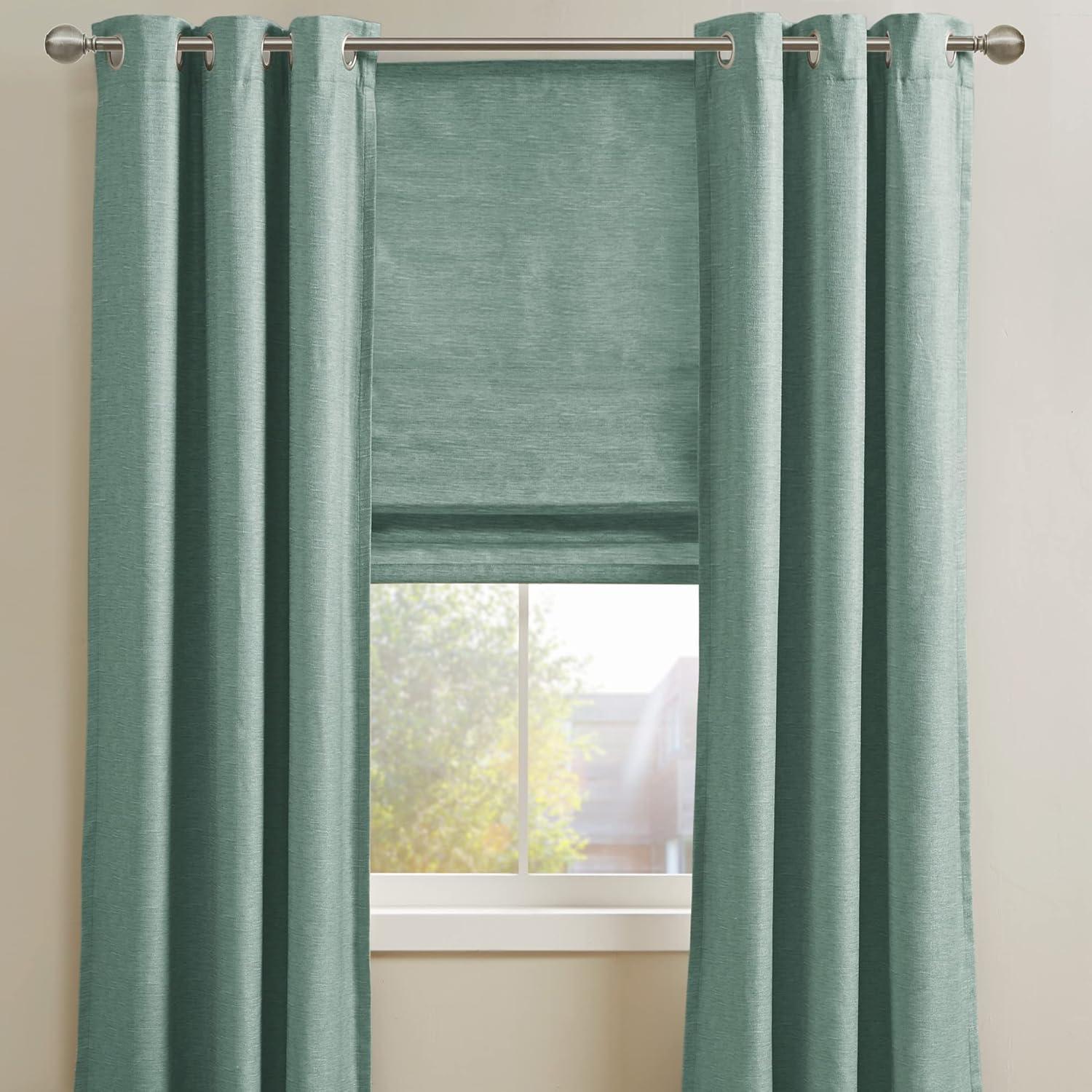 imageMadison Park Galen Matte White Cordless Roman Shades Fabric Privacy Single Panel Darkening Energy Efficient Thermal Insulated Window Blind Treatment for Home Living Room Decor 23quot W x 64quot HPrinted Faux Silk Green