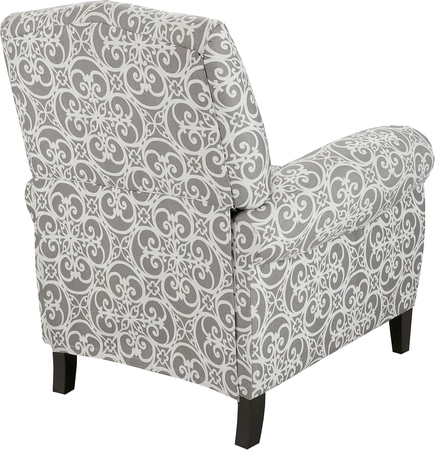 imageMadison Park Kirby Recliner Chair Solid Wood Plywood Rolled Back Button Tufted Accent Armchair Modern Classic Style Family Room Sofa Furniture GreyGrey