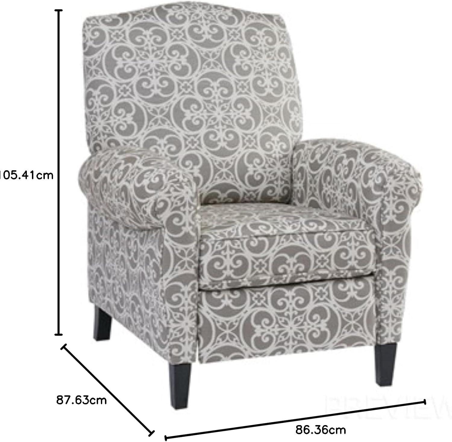 imageMadison Park Kirby Recliner Chair Solid Wood Plywood Rolled Back Button Tufted Accent Armchair Modern Classic Style Family Room Sofa Furniture GreyGrey