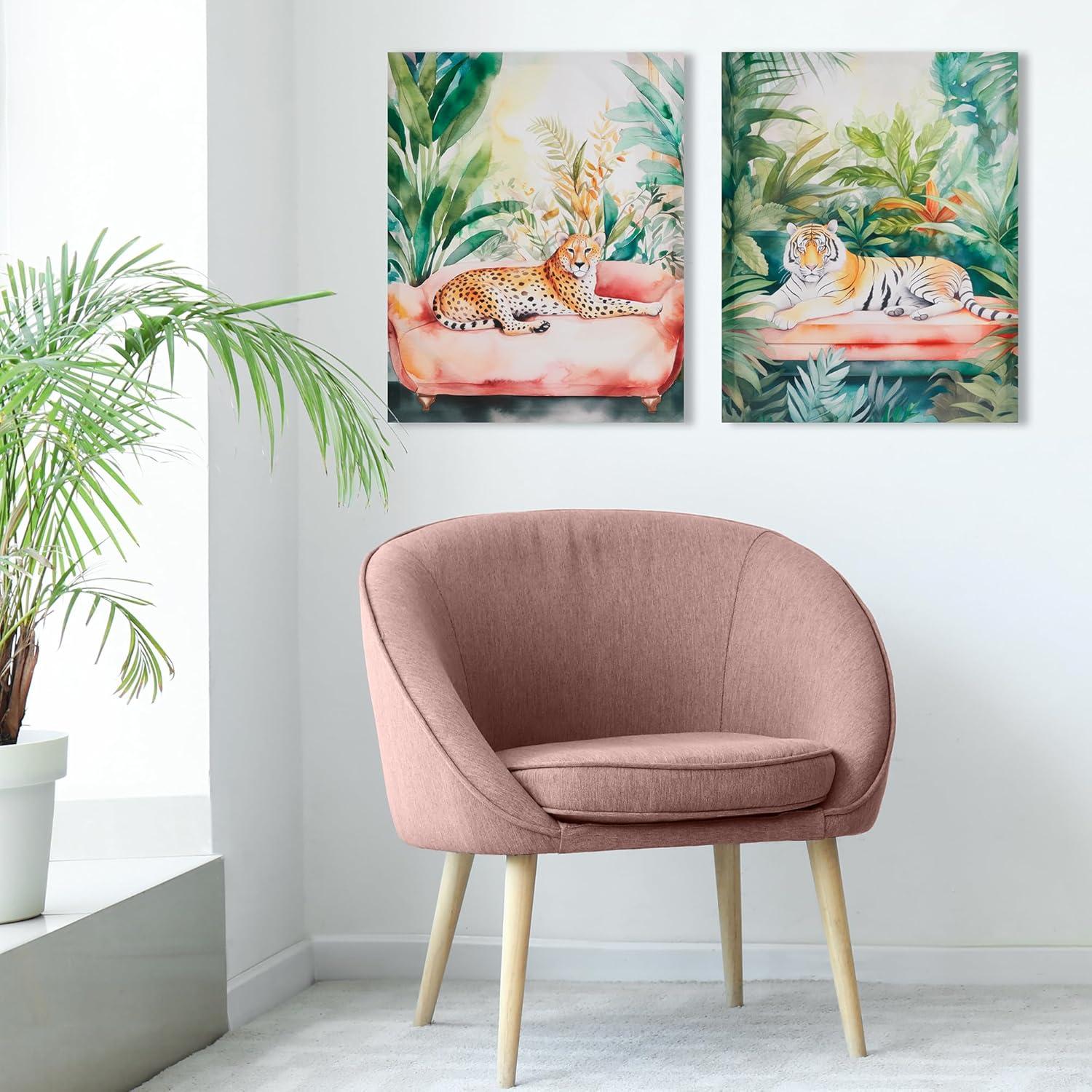 imageMadison Park Majestic Jungle Animal Canvas Cheetah Painting Wall Decor for Bedroom Printed And Stretched On Wooden Frame Ready To Hang Wall Art Jungle Feline Living Room Dcor GreenMultiCheetah