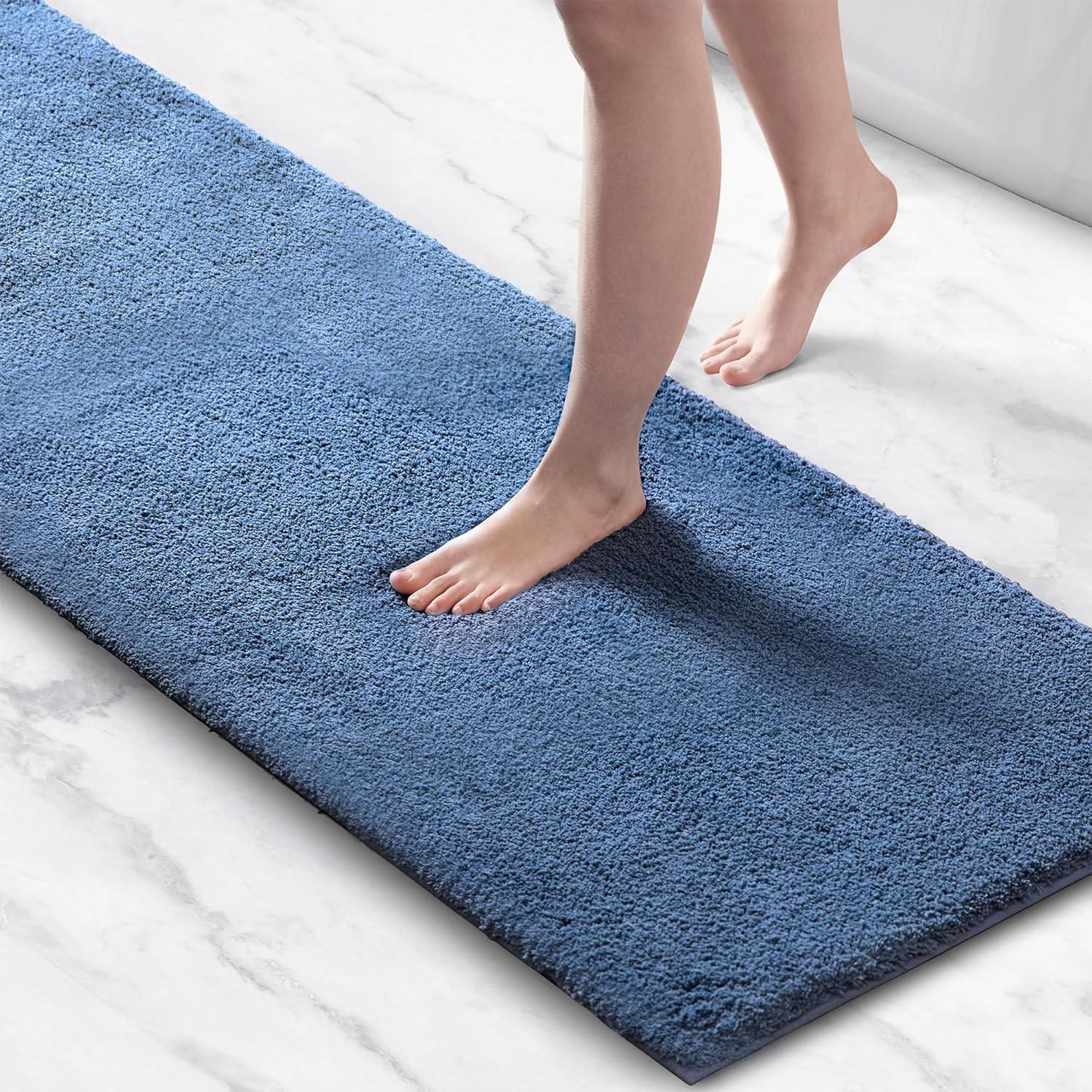 imageMadison Park Marshmallow Bathroom Rug Non Slip Luxrurious Plush Bath Mat Absorbent Quick Dry Spa Design Bath Room Dcor 24x40 GreySlate Blue