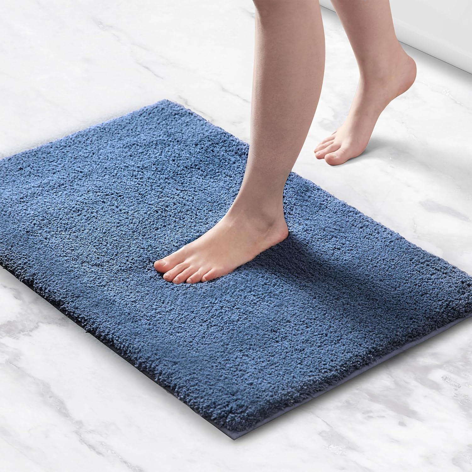imageMadison Park Marshmallow Bathroom Rug Non Slip Luxrurious Plush Bath Mat Absorbent Quick Dry Spa Design Bath Room Dcor 24x40 GreySlate Blue