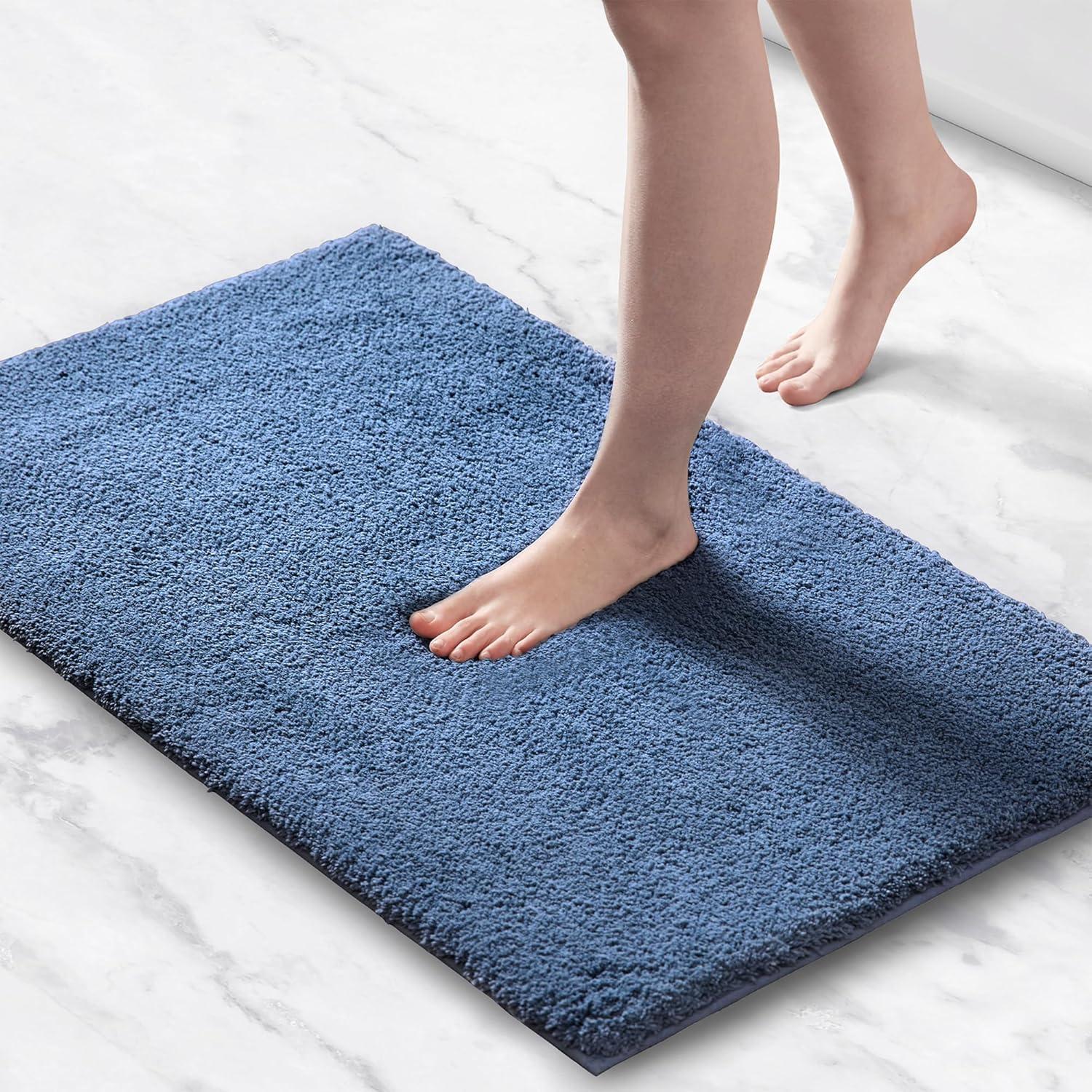 imageMadison Park Marshmallow Bathroom Rug Non Slip Luxrurious Plush Bath Mat Absorbent Quick Dry Spa Design Bath Room Dcor 24x40 GreySlate Blue