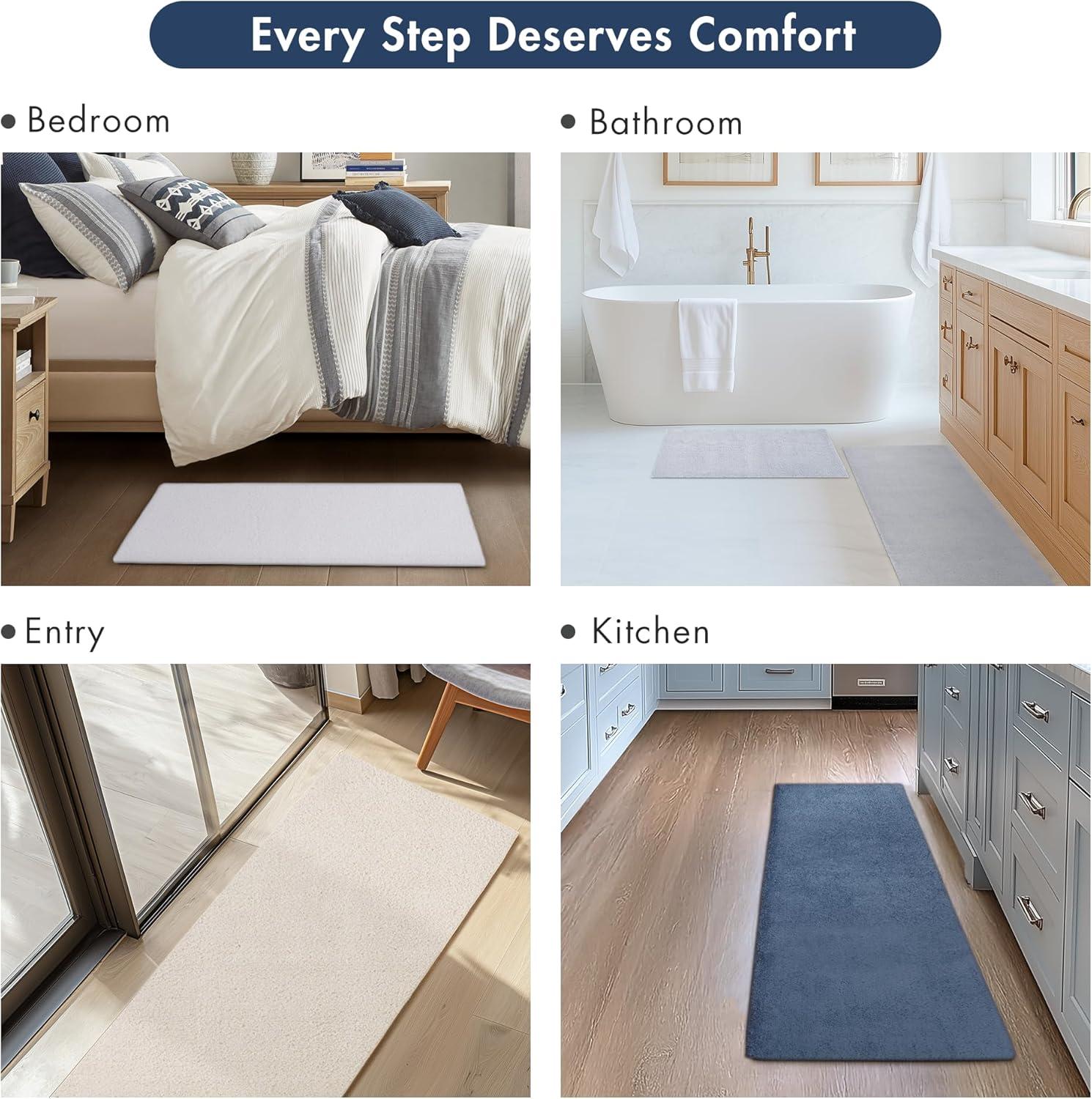 imageMadison Park Marshmallow Bathroom Rug Non Slip Luxrurious Plush Bath Mat Absorbent Quick Dry Spa Design Bath Room Dcor 24x40 GreySlate Blue