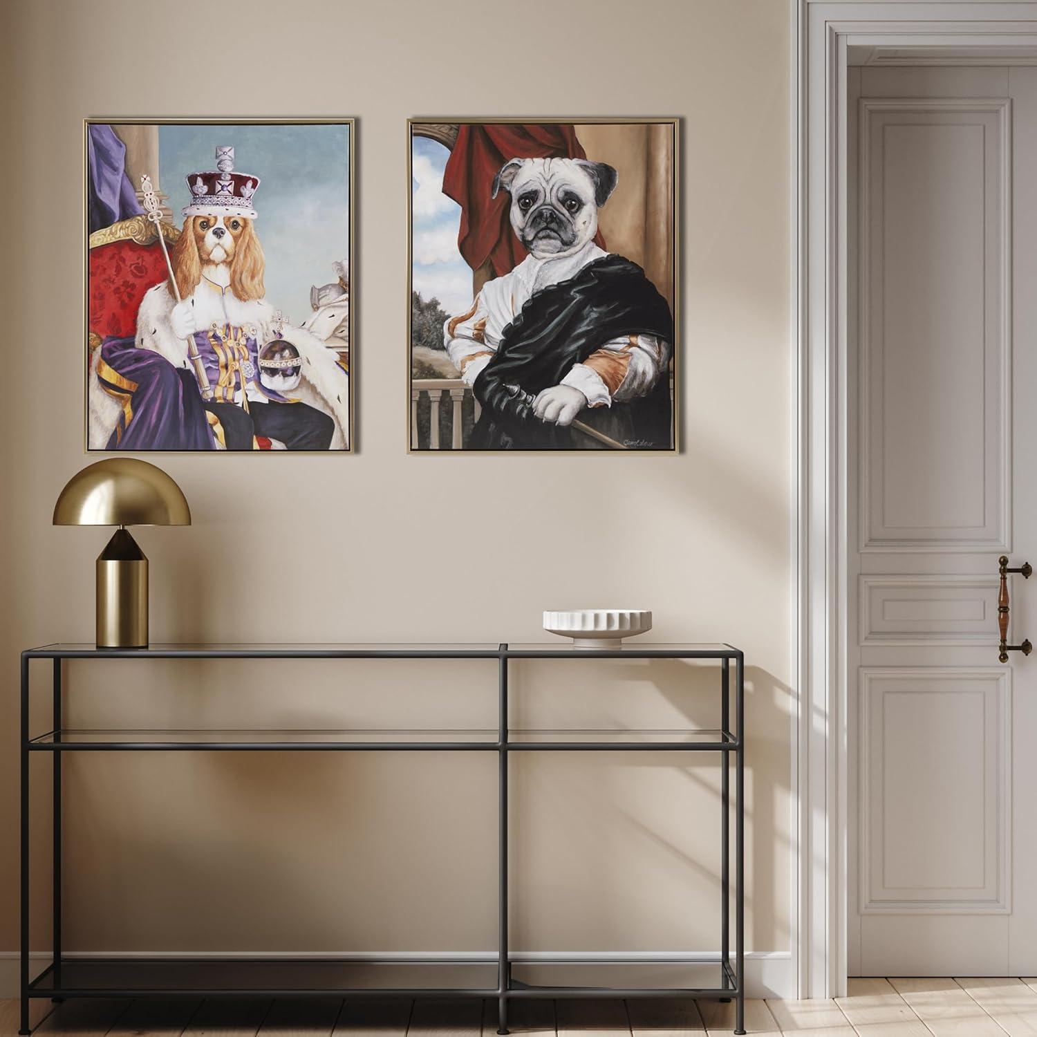 imageMadison Park Pet Wall Art Funny Animal Canvas Wall Decor for Bedroom Printed And Stretched Framed Ready To Hang Classic Parody Study Living Room Dcor Rosie Feline Pet PortraitCaptain Pug