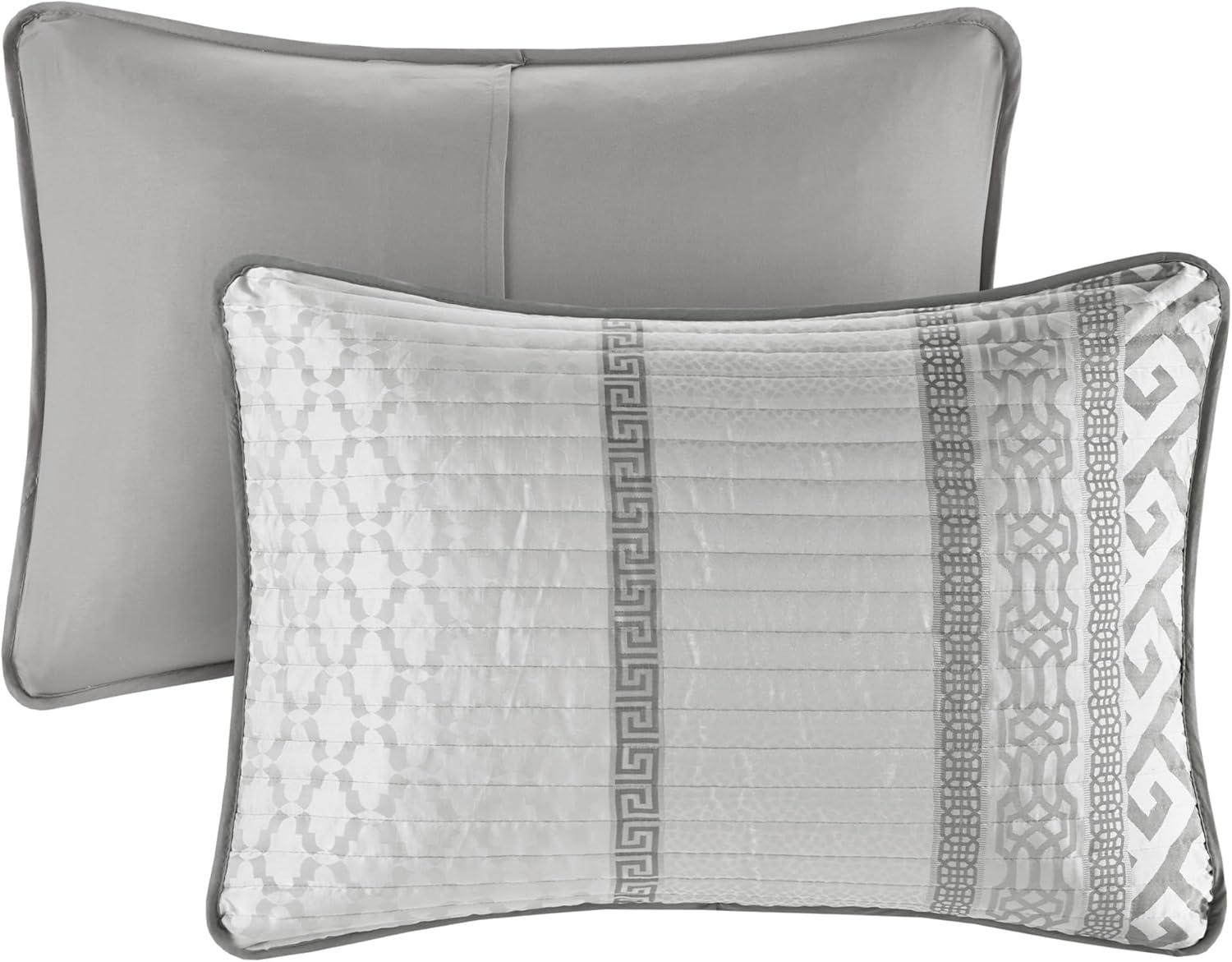 imageMadison Park Quilt Traditional Damask Design All Season Lightweight Coverlet Bedspread Bedding Set Matching Shams Pillows 104quotx94quot Bellagio Jacquard Grey 6 PieceGeometric Grey