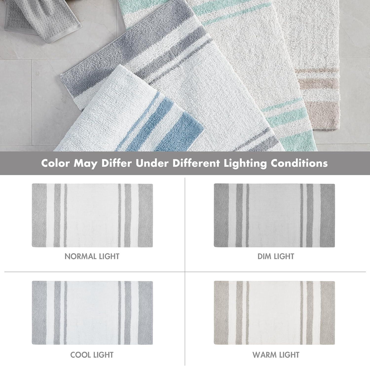 imageMadison Park Reversible Spa Rug 100Cotton Striped Ultra Soft Water Fast Bath NonSlip Absorbent Quick Dry Mats for Tub Shower Room and Bathroom 20x30 Taupe Pack of 1Grey