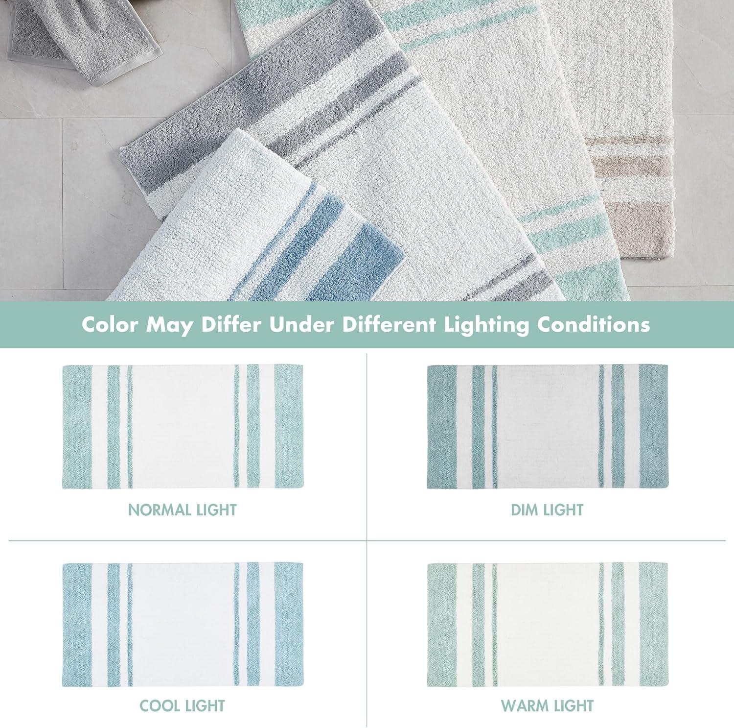 imageMadison Park Reversible Spa Rug 100Cotton Striped Ultra Soft Water Fast Bath NonSlip Absorbent Quick Dry Mats for Tub Shower Room and Bathroom 20x30 Taupe Pack of 1Aqua