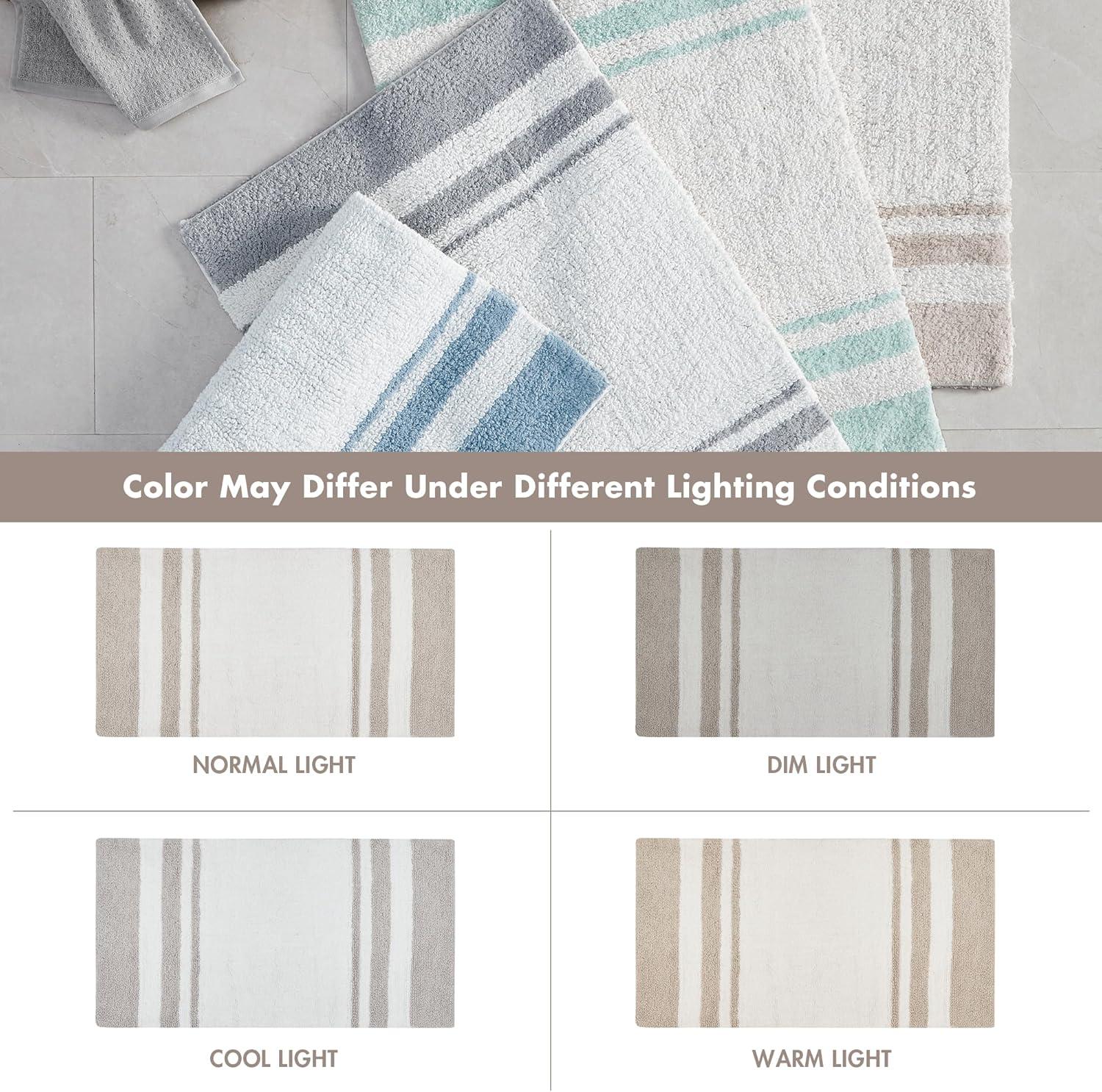 imageMadison Park Reversible Spa Rug 100Cotton Striped Ultra Soft Water Fast Bath NonSlip Absorbent Quick Dry Mats for Tub Shower Room and Bathroom 20x30 Taupe Pack of 1Taupe