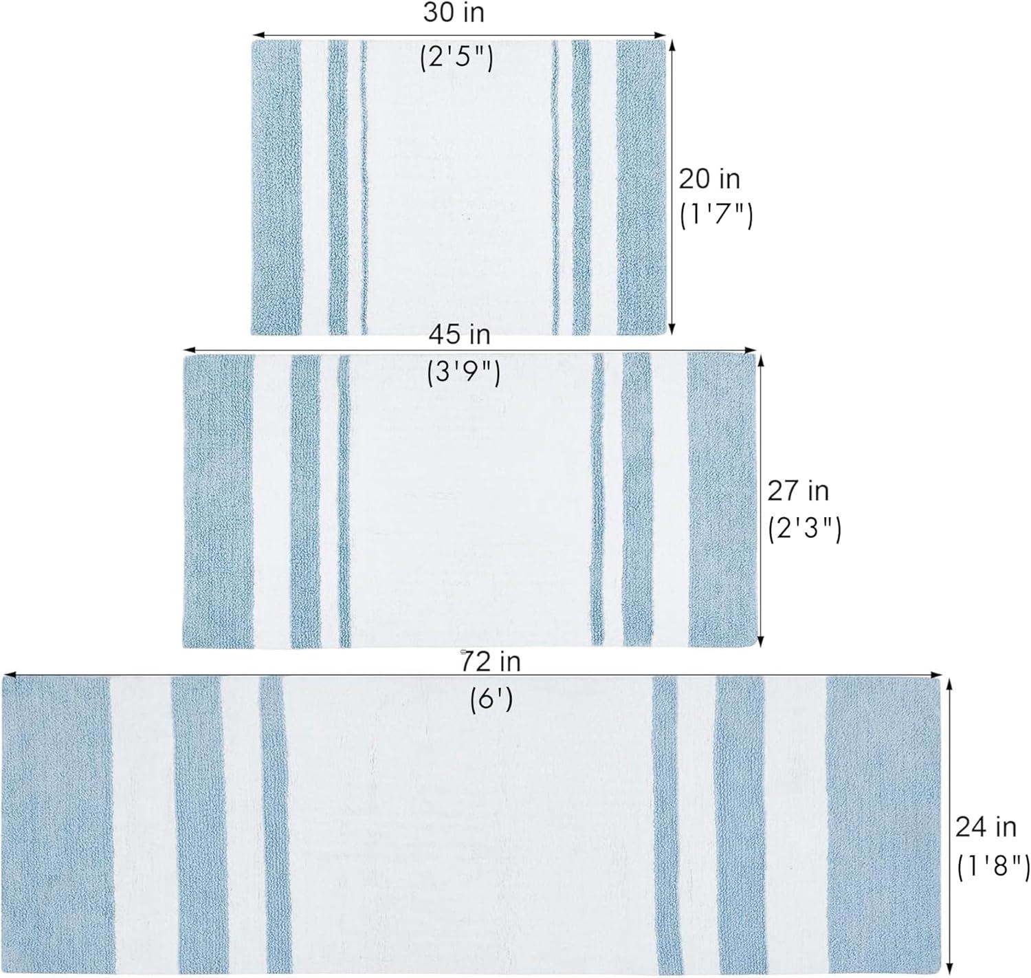 imageMadison Park Reversible Spa Rug 100Cotton Striped Ultra Soft Water Fast Bath NonSlip Absorbent Quick Dry Mats for Tub Shower Room and Bathroom 20x30 Taupe Pack of 1Blue
