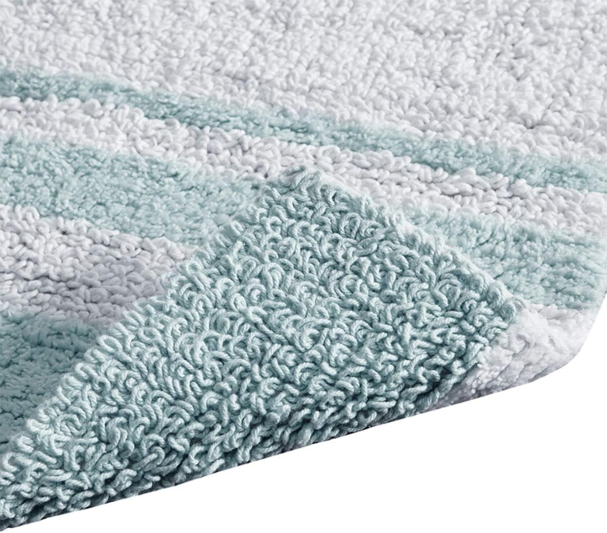 imageMadison Park Reversible Spa Rug 100Cotton Striped Ultra Soft Water Fast Bath NonSlip Absorbent Quick Dry Mats for Tub Shower Room and Bathroom 20x30 Taupe Pack of 1Aqua
