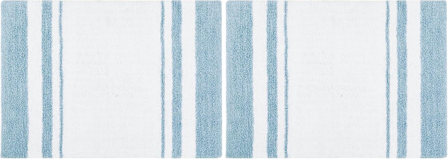 imageMadison Park Reversible Spa Rug 100Cotton Striped Ultra Soft Water Fast Bath NonSlip Absorbent Quick Dry Mats for Tub Shower Room and Bathroom 20x30 Taupe Pack of 1Blue