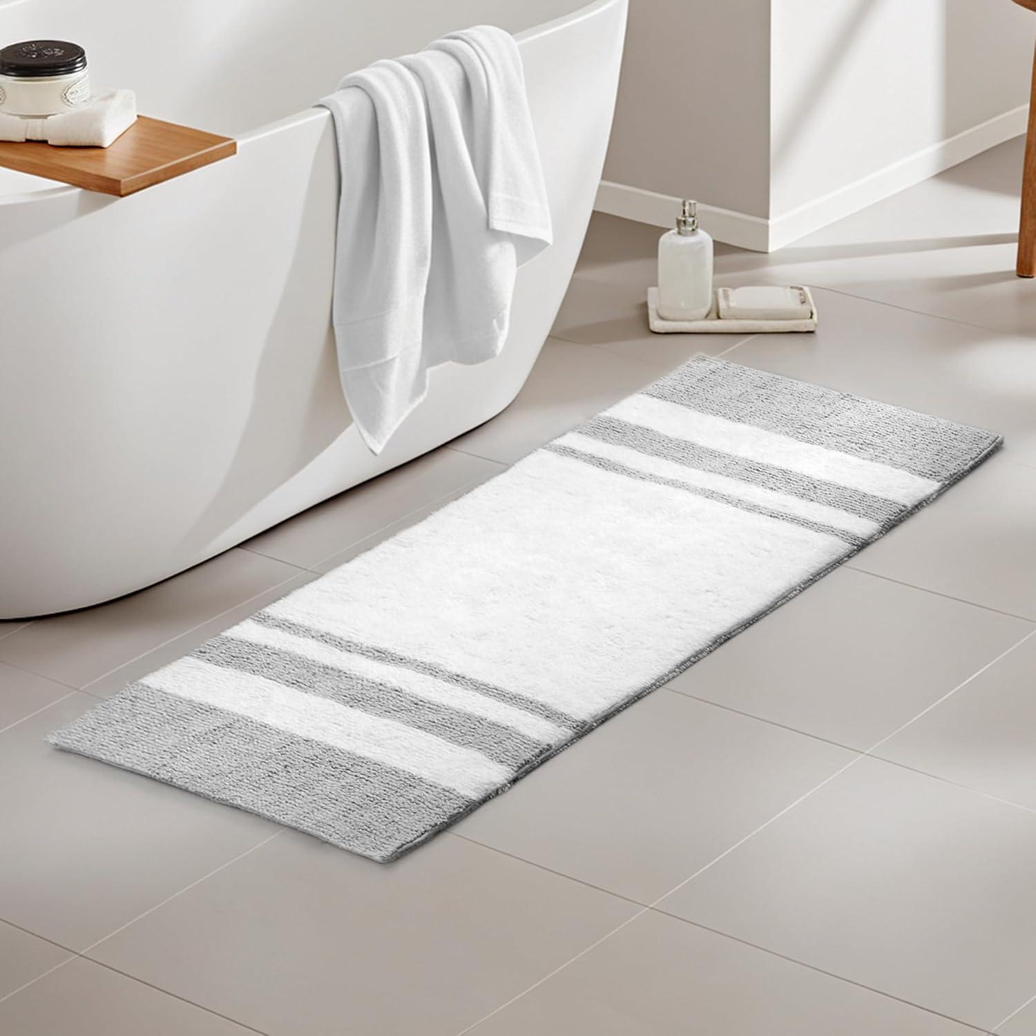 imageMadison Park Reversible Spa Rug 100Cotton Striped Ultra Soft Water Fast Bath NonSlip Absorbent Quick Dry Mats for Tub Shower Room and Bathroom 20x30 Taupe Pack of 1Grey