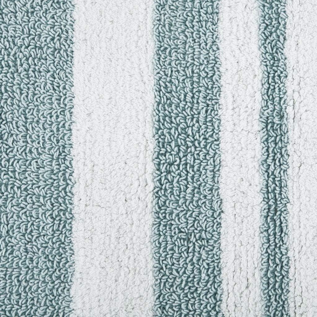 imageMadison Park Reversible Spa Rug 100Cotton Striped Ultra Soft Water Fast Bath NonSlip Absorbent Quick Dry Mats for Tub Shower Room and Bathroom 20x30 Taupe Pack of 1Aqua