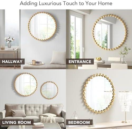 imageMadison Park Round Mirror Metal Frame Circle Mirror 36 inch Wall Art Decor Mounted Hanging for Entryway Bathroom hallway Living Room Vanity Marlowe GoldGold