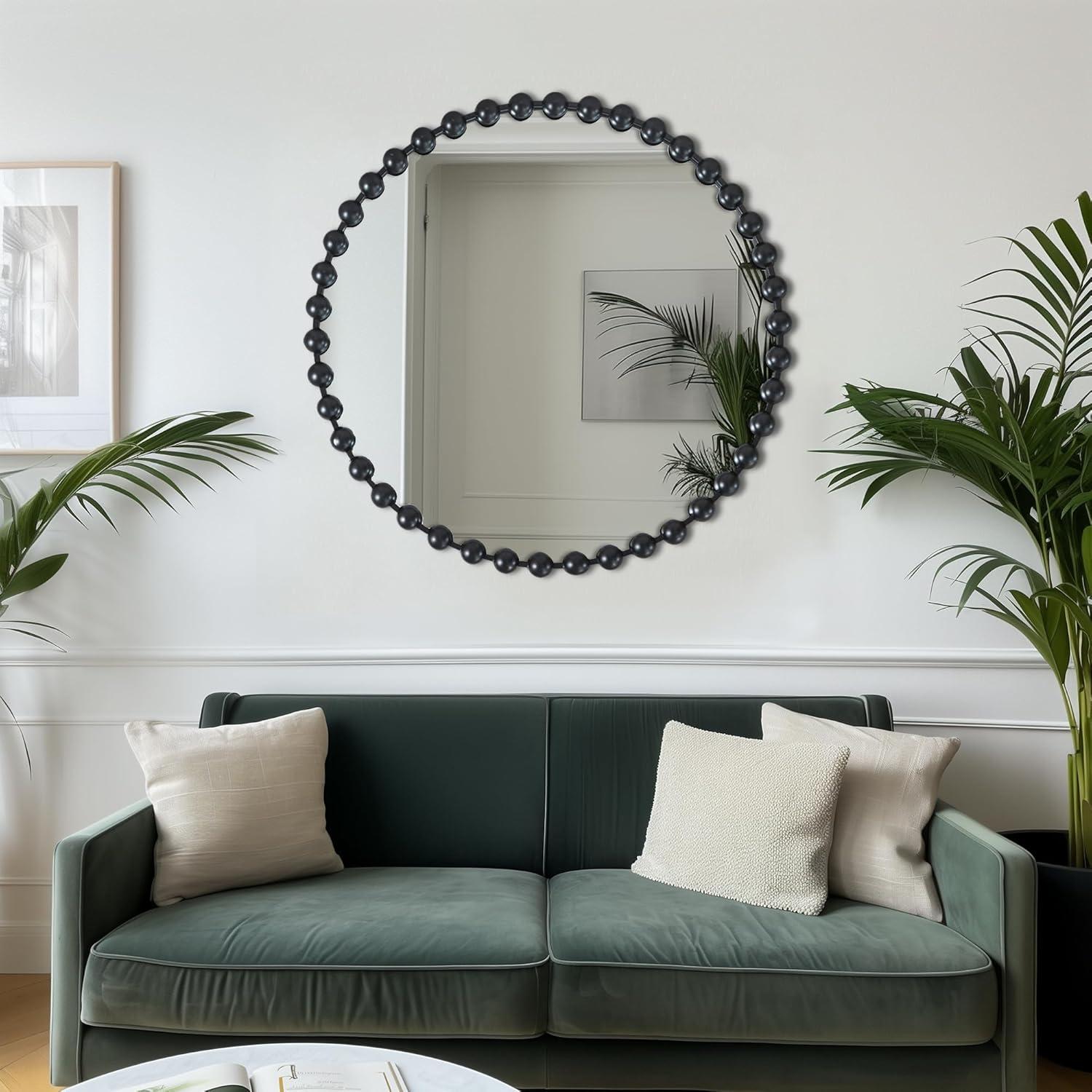 imageMadison Park Round Mirror Metal Frame Circle Mirror 36 inch Wall Art Decor Mounted Hanging for Entryway Bathroom hallway Living Room Vanity Marlowe GoldBlack