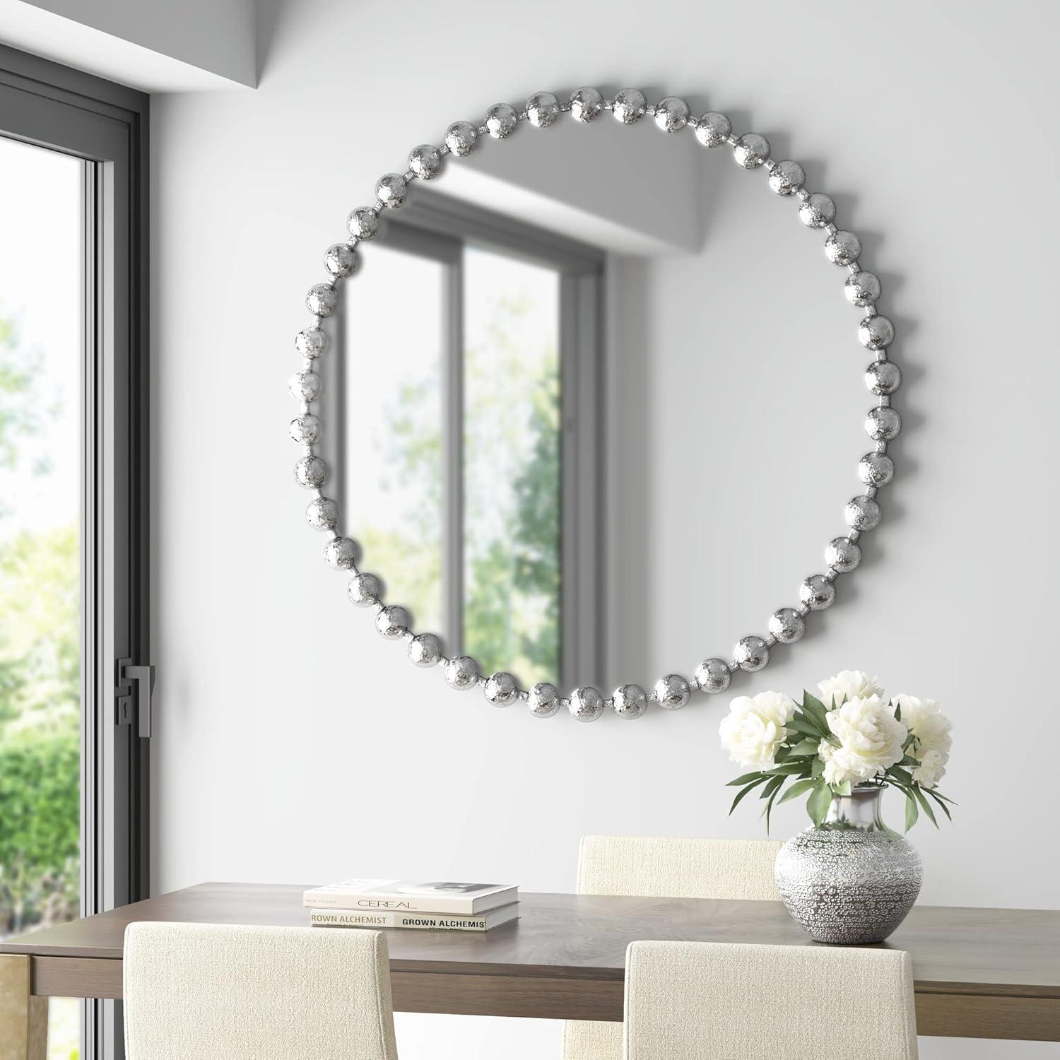 imageMadison Park Round Mirror Metal Frame Circle Mirror 36 inch Wall Art Decor Mounted Hanging for Entryway Bathroom hallway Living Room Vanity Marlowe GoldSilver