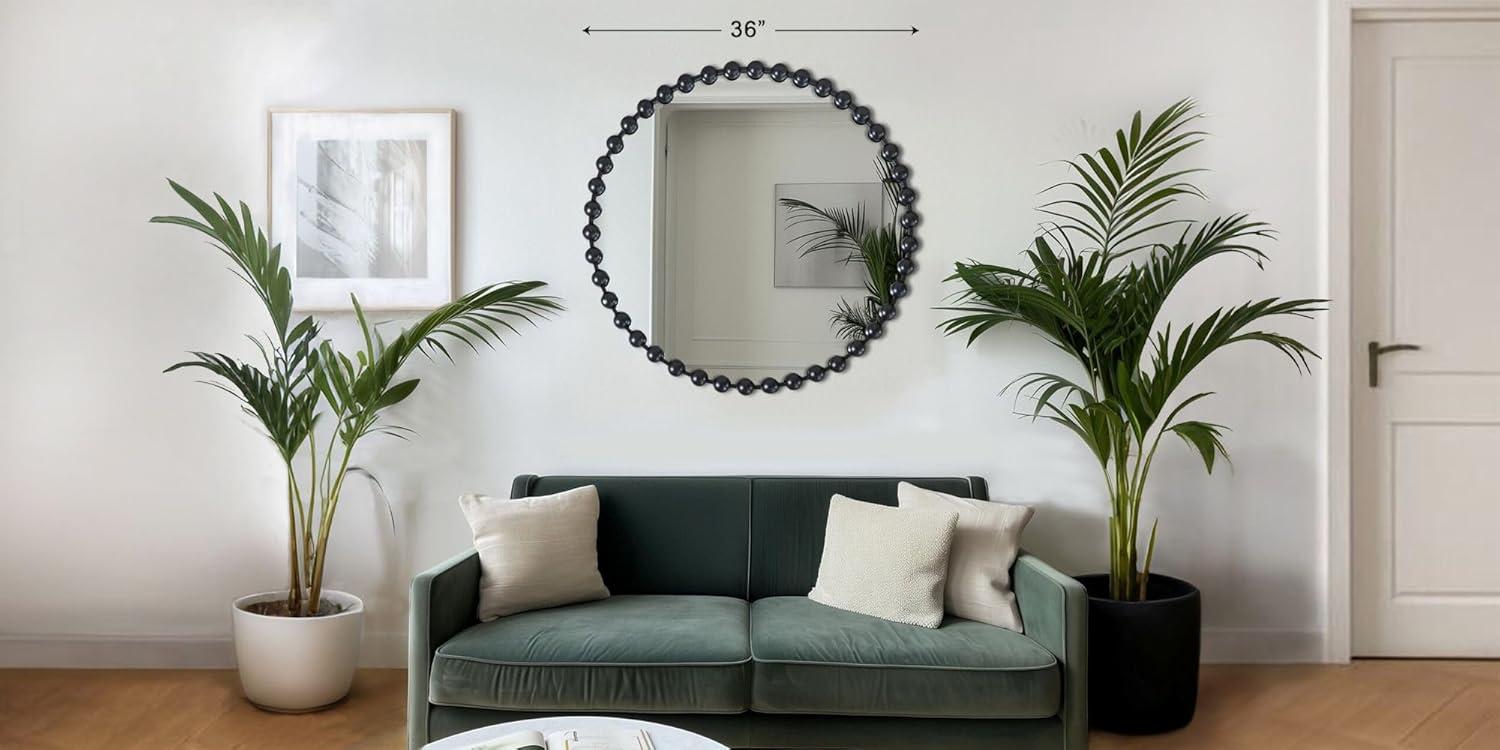 imageMadison Park Round Mirror Metal Frame Circle Mirror 36 inch Wall Art Decor Mounted Hanging for Entryway Bathroom hallway Living Room Vanity Marlowe GoldBlack