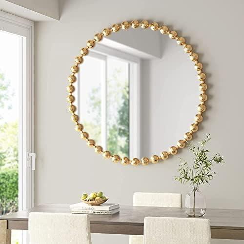 imageMadison Park Round Mirror Metal Frame Circle Mirror 36 inch Wall Art Decor Mounted Hanging for Entryway Bathroom hallway Living Room Vanity Marlowe GoldGold