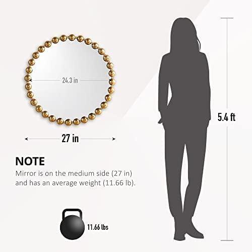 imageMadison Park Round Mirror Metal Frame Circle Mirror 36 inch Wall Art Decor Mounted Hanging for Entryway Bathroom hallway Living Room Vanity Marlowe GoldGold
