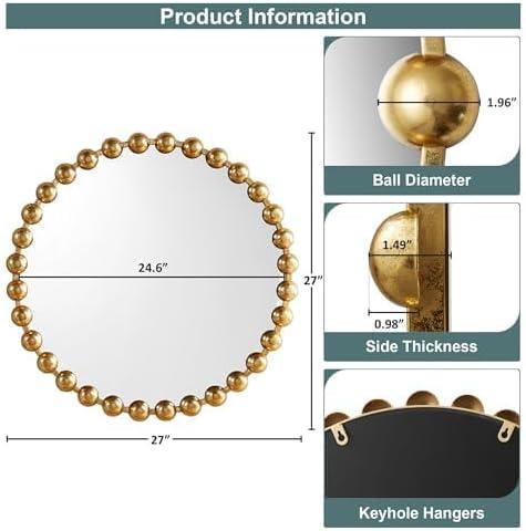 imageMadison Park Round Mirror Metal Frame Circle Mirror 36 inch Wall Art Decor Mounted Hanging for Entryway Bathroom hallway Living Room Vanity Marlowe GoldGold