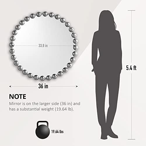 imageMadison Park Round Mirror Metal Frame Circle Mirror 36 inch Wall Art Decor Mounted Hanging for Entryway Bathroom hallway Living Room Vanity Marlowe GoldSilver