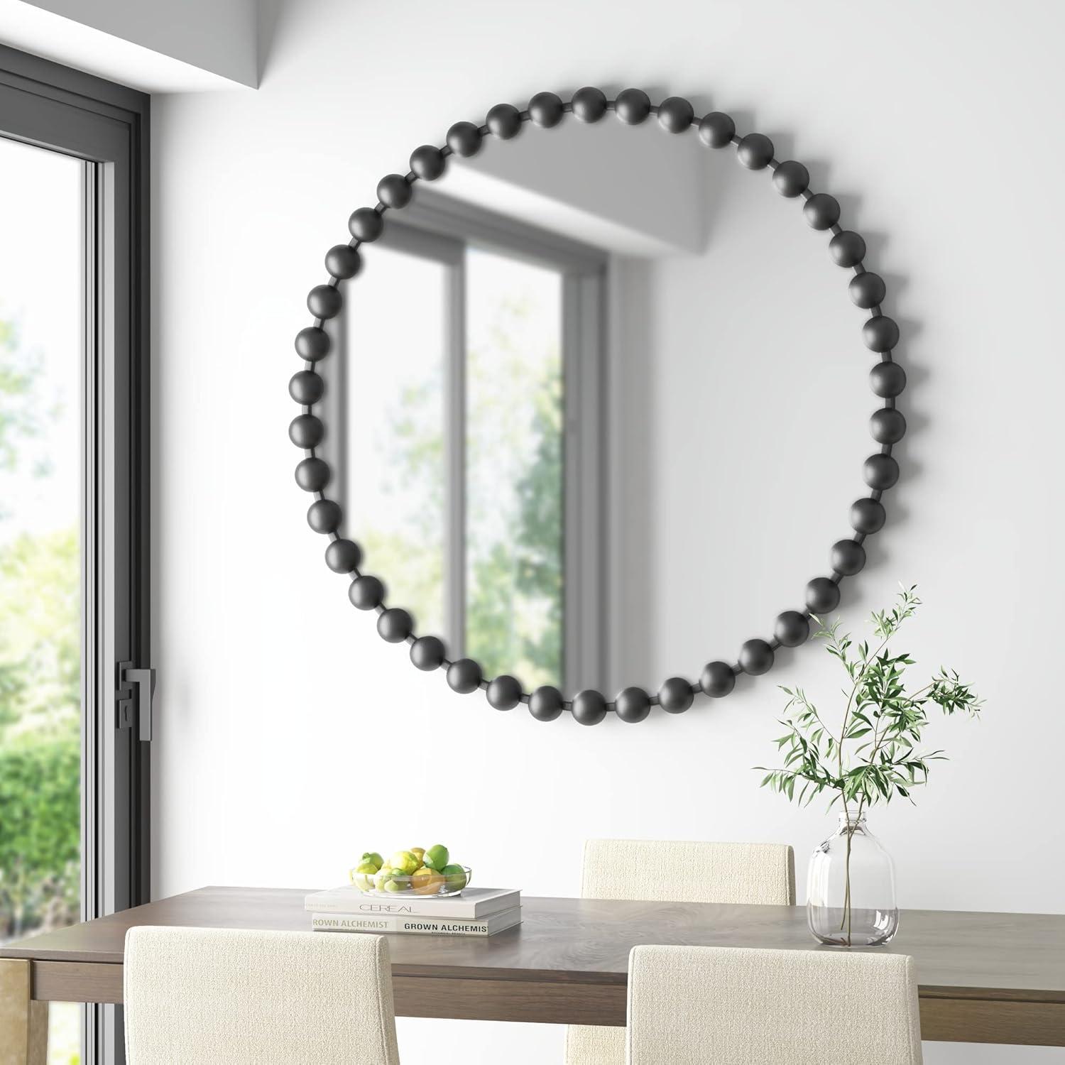 imageMadison Park Round Mirror Metal Frame Circle Mirror 36 inch Wall Art Decor Mounted Hanging for Entryway Bathroom hallway Living Room Vanity Marlowe GoldBlack