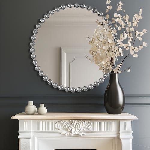 imageMadison Park Round Mirror Metal Frame Circle Mirror 36 inch Wall Art Decor Mounted Hanging for Entryway Bathroom hallway Living Room Vanity Marlowe GoldSilver