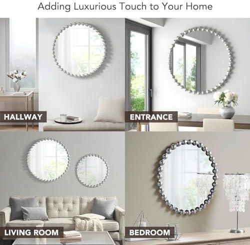 imageMadison Park Round Mirror Metal Frame Circle Mirror 36 inch Wall Art Decor Mounted Hanging for Entryway Bathroom hallway Living Room Vanity Marlowe GoldSilver